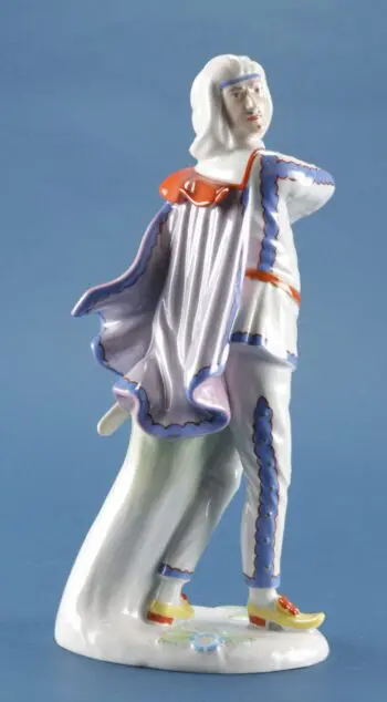 Fürstenberg Commedia dell’Arte porseleinen beeld Capitano – Duitsland 20e eeuw – detailfoto