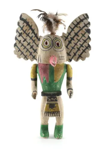 Hopi Mucaias kachina – uilen-katsina – 40 cm – Pueblo kunst – detailfoto