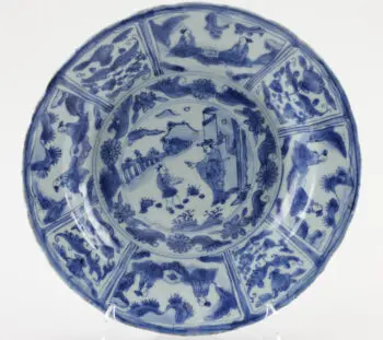 Transitional kraak porseleinen schotel, China, 17e eeuw – detailfoto