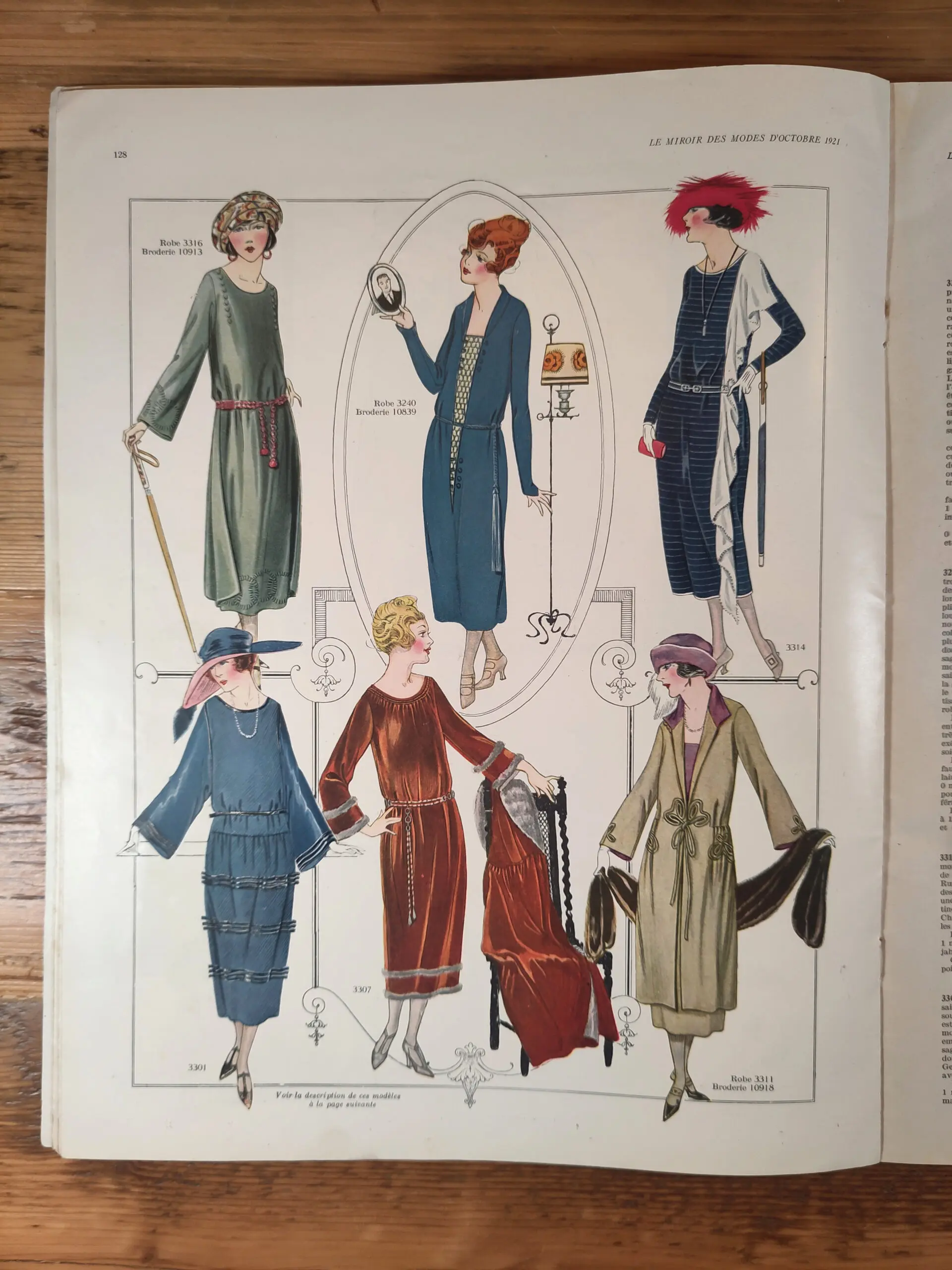 Le Miroir des Modes - October 1921, No. 4 | Vintage French Fashion Magazine with Art Deco Illustration - detail photo