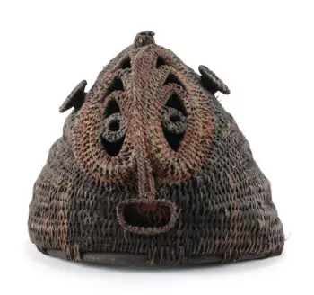 Abelam gevlochten helm-masker (Wosera/Maprik, 20e eeuw) – Oceanië masker – detailfoto