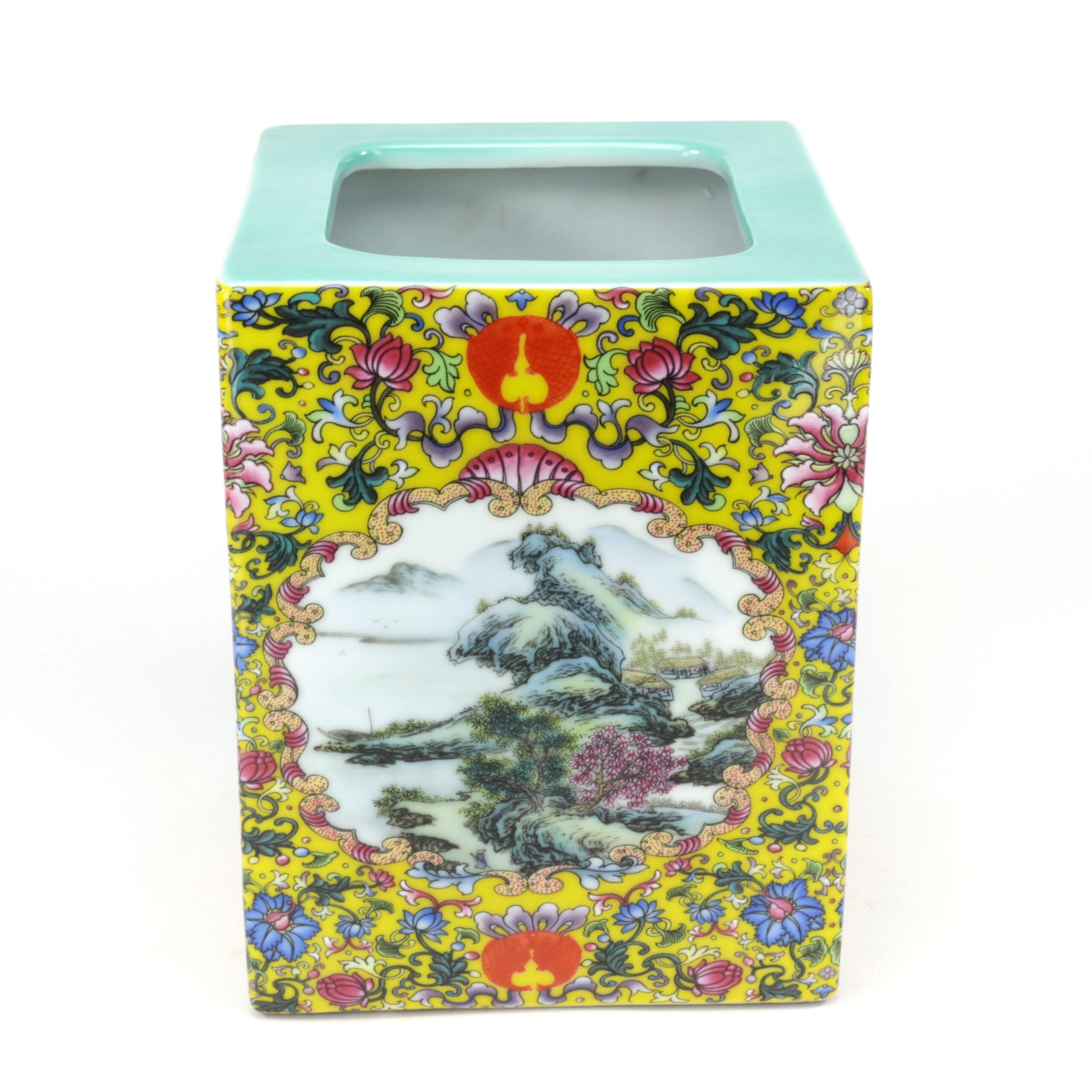 Ensemble de 3 pots à pinceaux en porcelaine chinoise, style Yongzheng du XIXe siècle – photo de détail