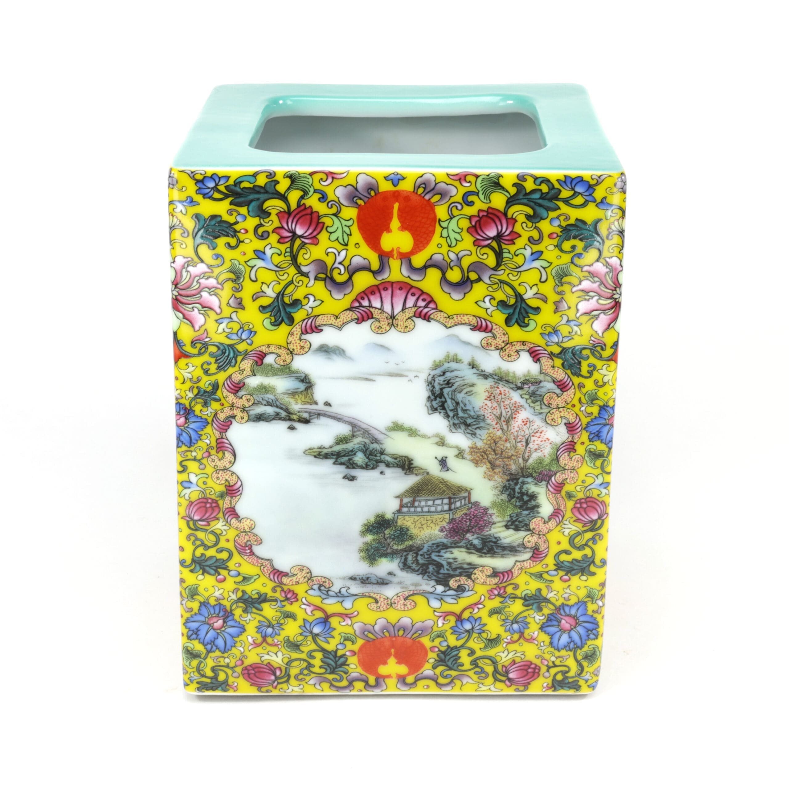 Ensemble de 3 pots à pinceaux en porcelaine chinoise, style Yongzheng du XIXe siècle – photo de détail