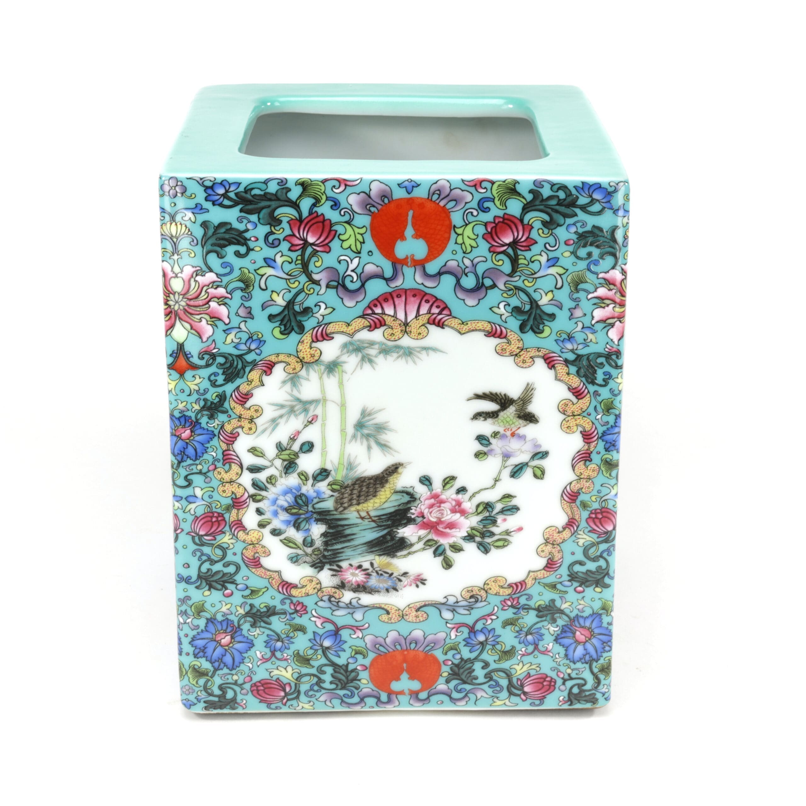 Ensemble de 3 pots à pinceaux en porcelaine chinoise, style Yongzheng du XIXe siècle – photo de détail