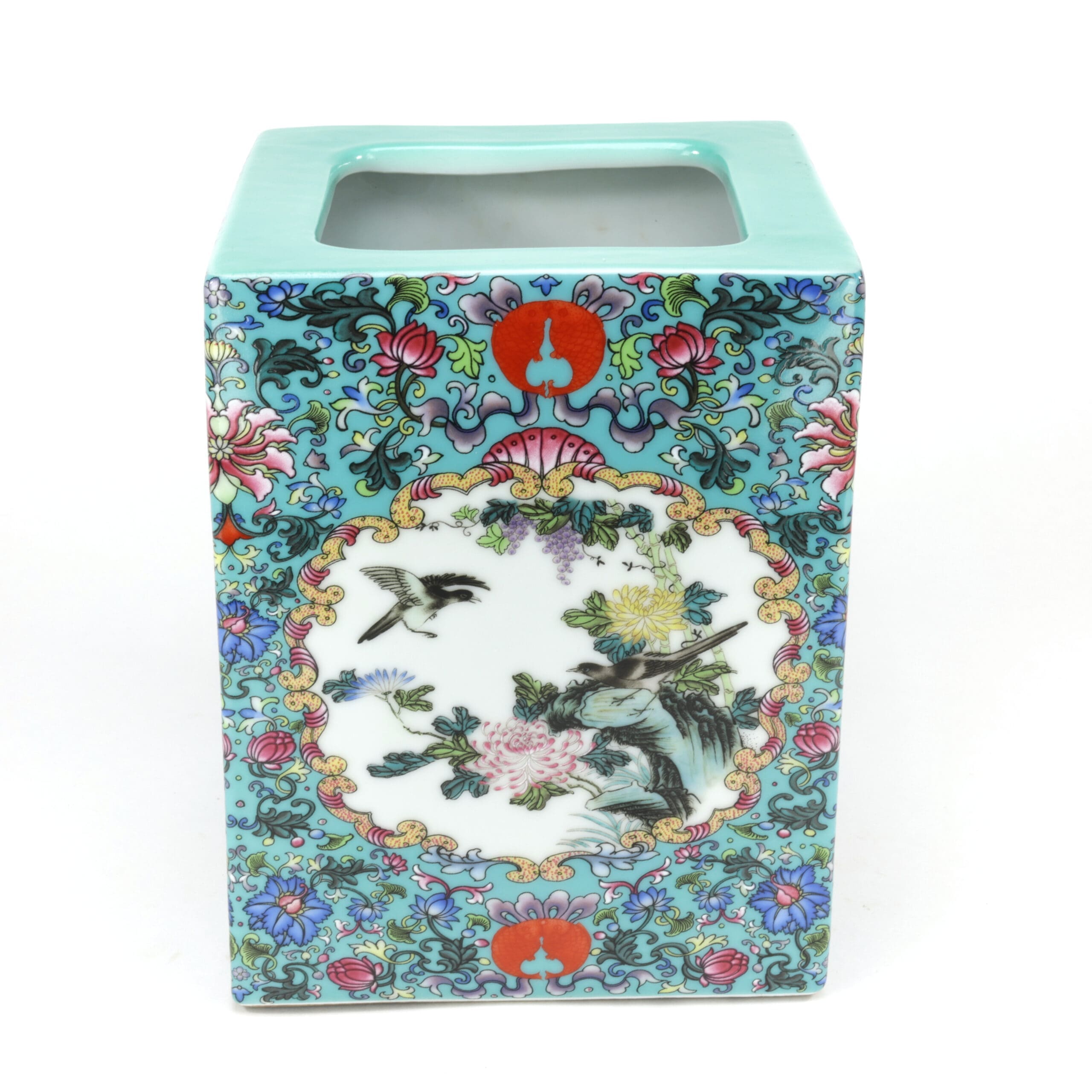 Ensemble de 3 pots à pinceaux en porcelaine chinoise, style Yongzheng du XIXe siècle – photo de détail
