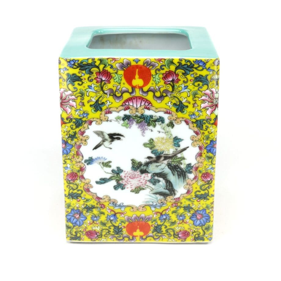 Lot de 3 pots à pinceaux en porcelaine chinoise, XIXe siècle, style Yongzheng – Vergulde Kat