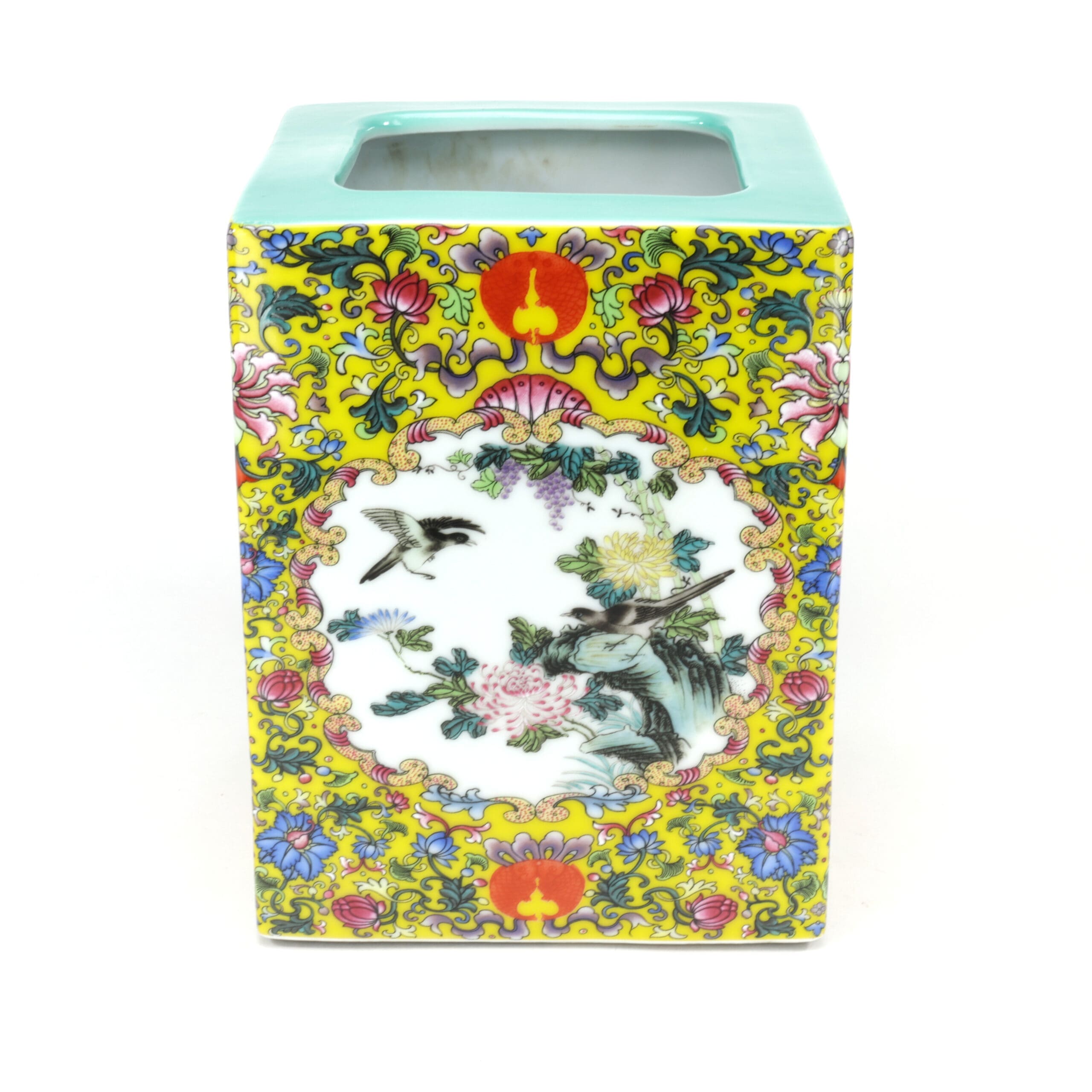 Ensemble de 3 pots à pinceaux en porcelaine chinoise, style Yongzheng du XIXe siècle – photo de détail
