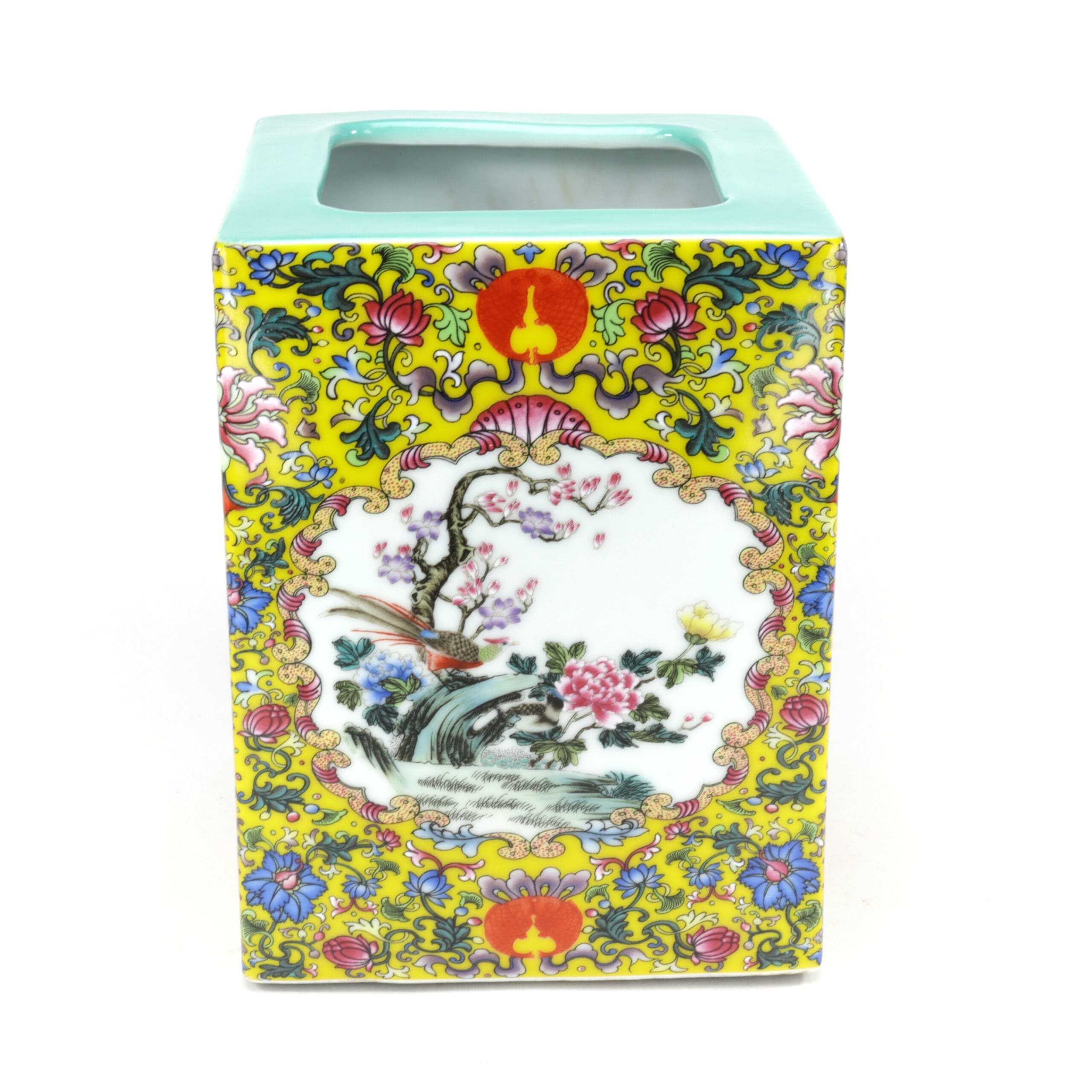 Ensemble de 3 pots à pinceaux en porcelaine chinoise, style Yongzheng du XIXe siècle – photo de détail