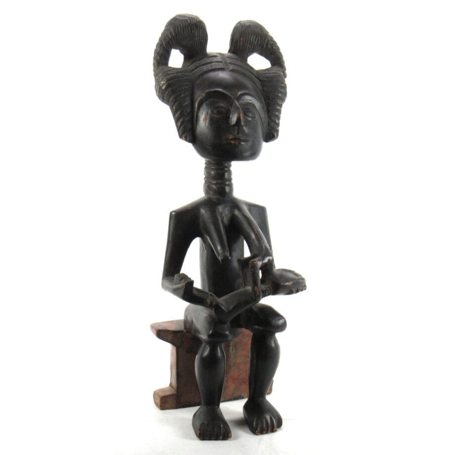 Akan Ashanti vruchtbaarheidsbeeld met kind – Ghana – 50 cm – Vergulde Kat