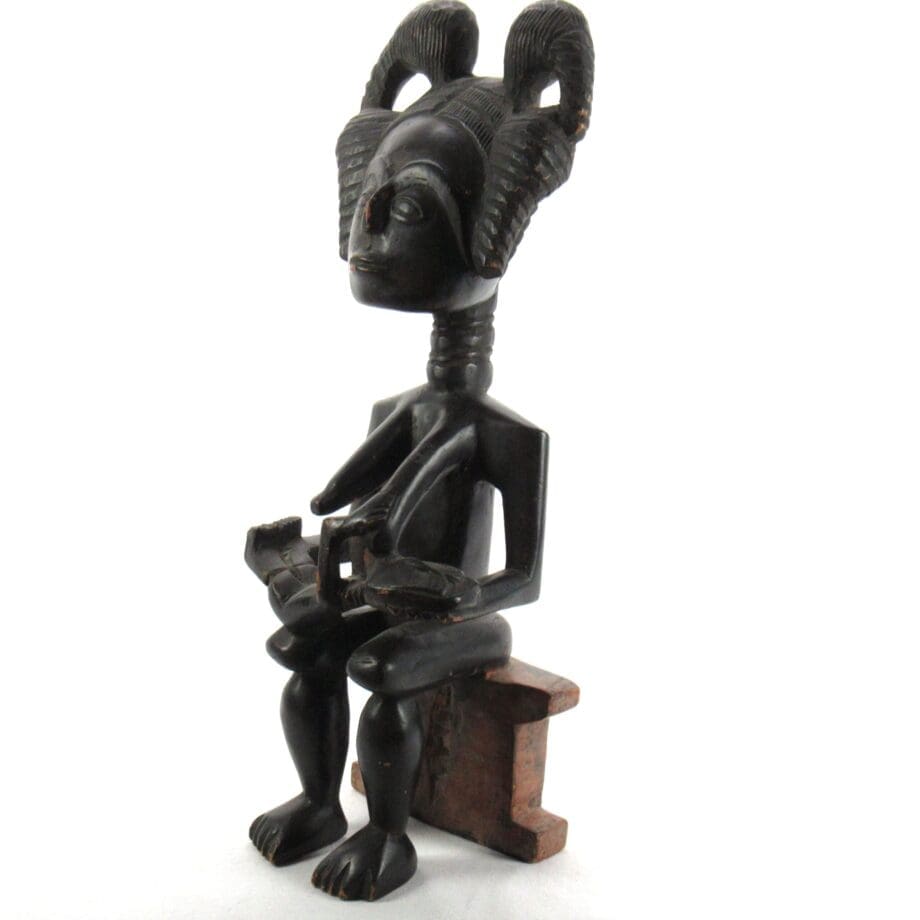 Akan Ashanti vruchtbaarheidsbeeld met kind – Ghana – 50 cm – Vergulde Kat