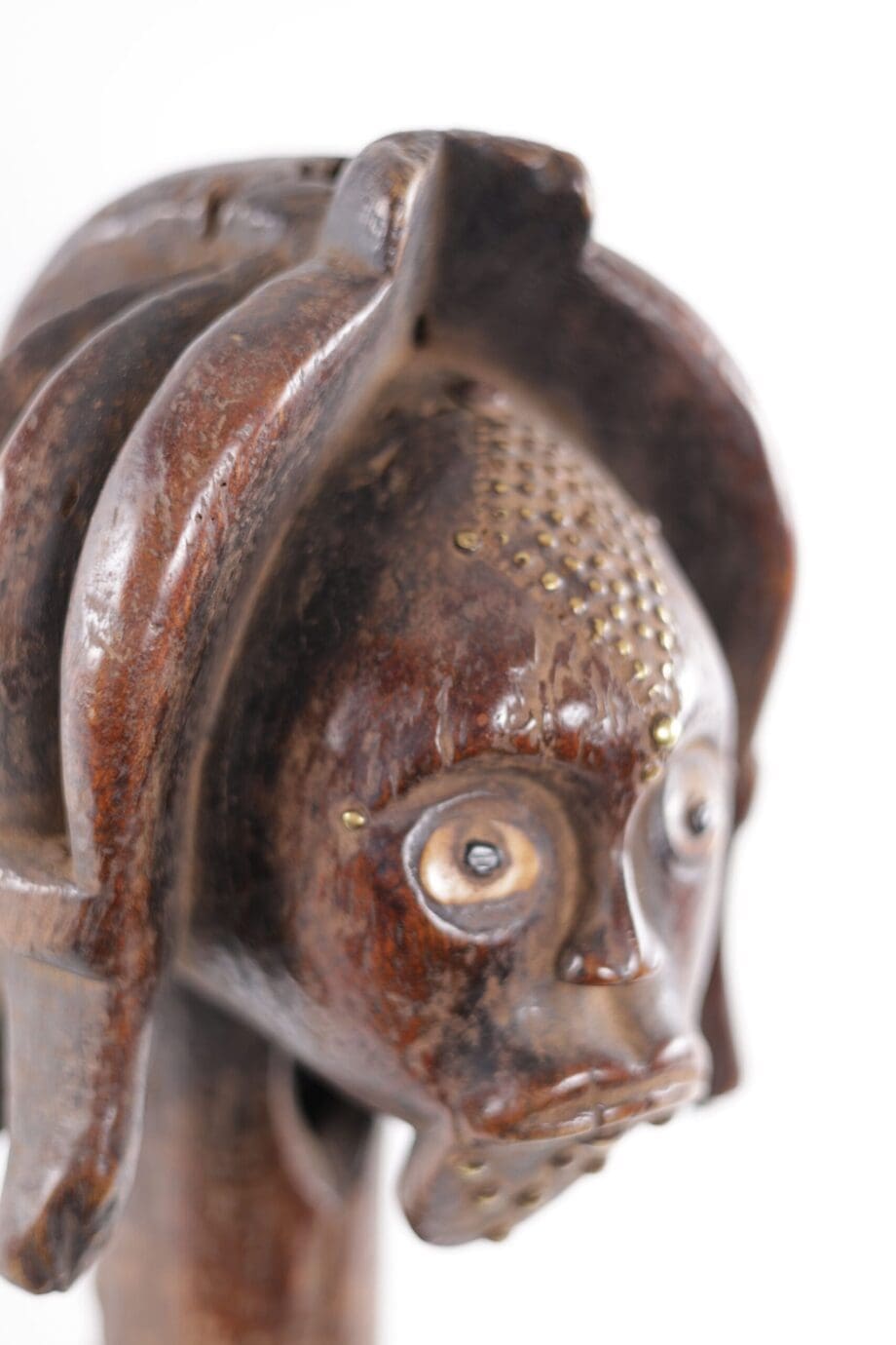 Okano Fang head with brass inlay - Gabon - Vergulde Kat