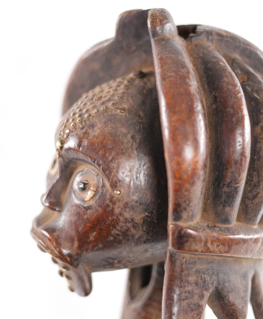 Okano Fang head with brass inlay - Gabon - Vergulde Kat