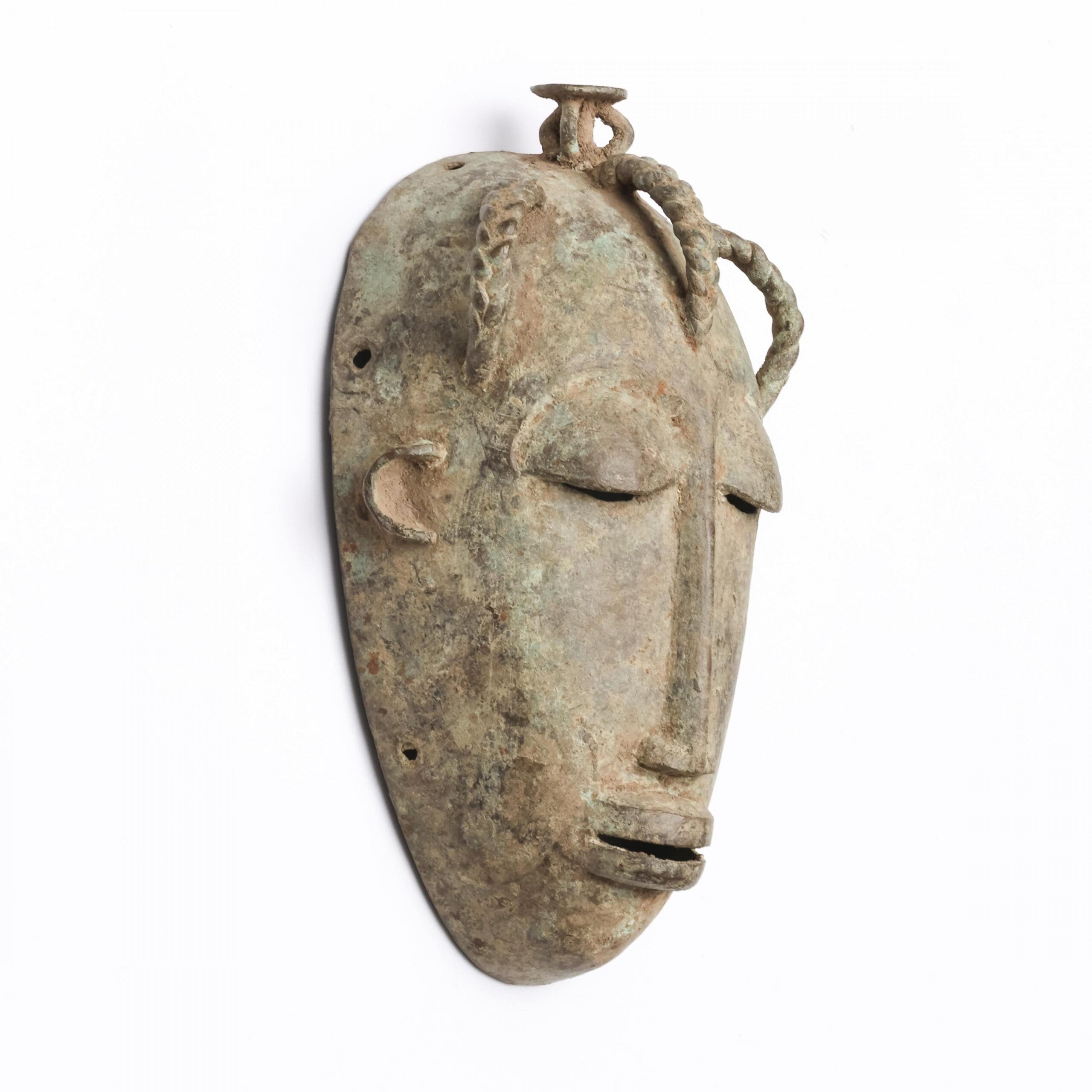 Koperen masker – Ivoorkust – 25 cm – detailfoto