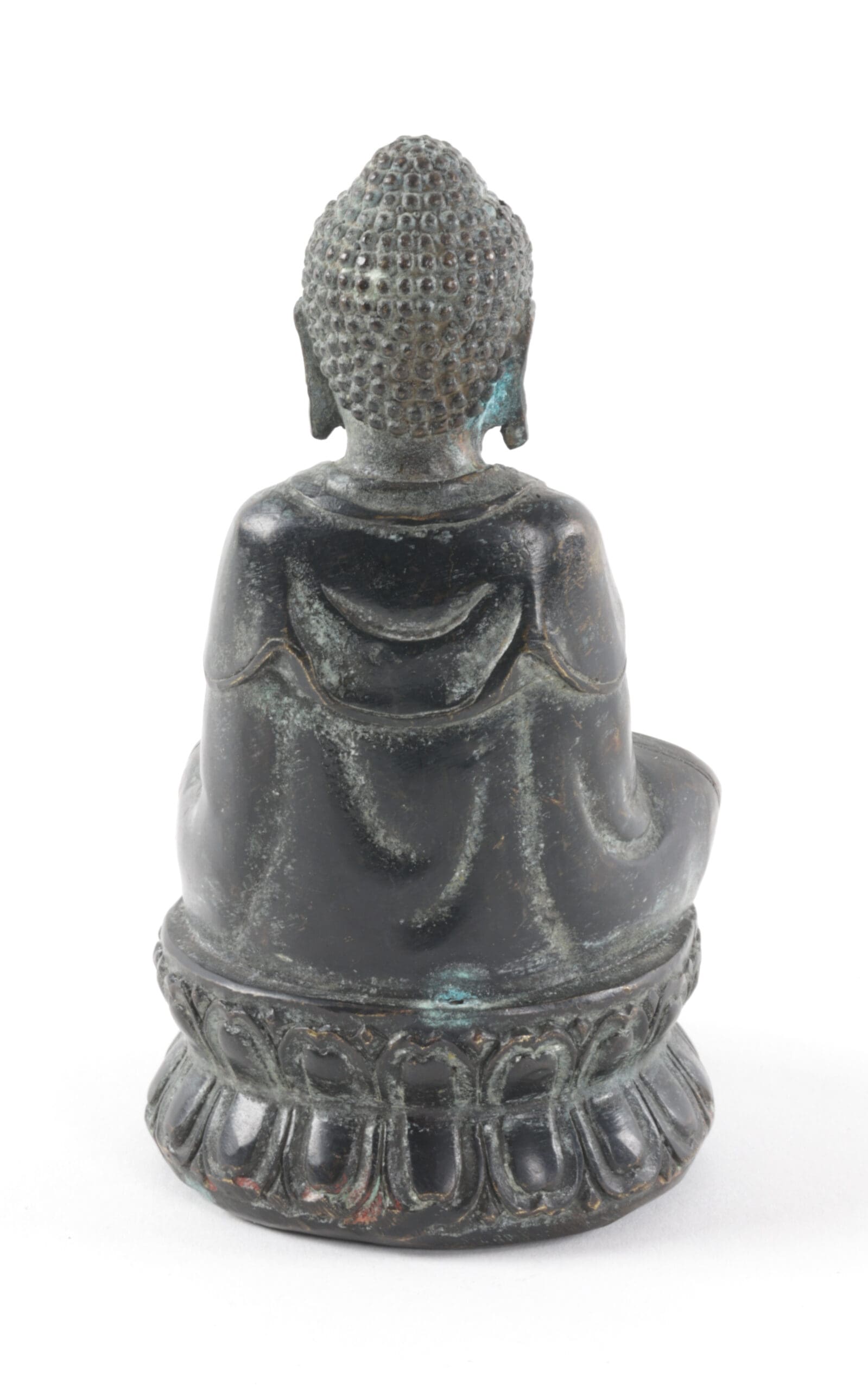 Antique bronze Buddha figurine - dhyanamudra, China ca. 1900 - detail photo