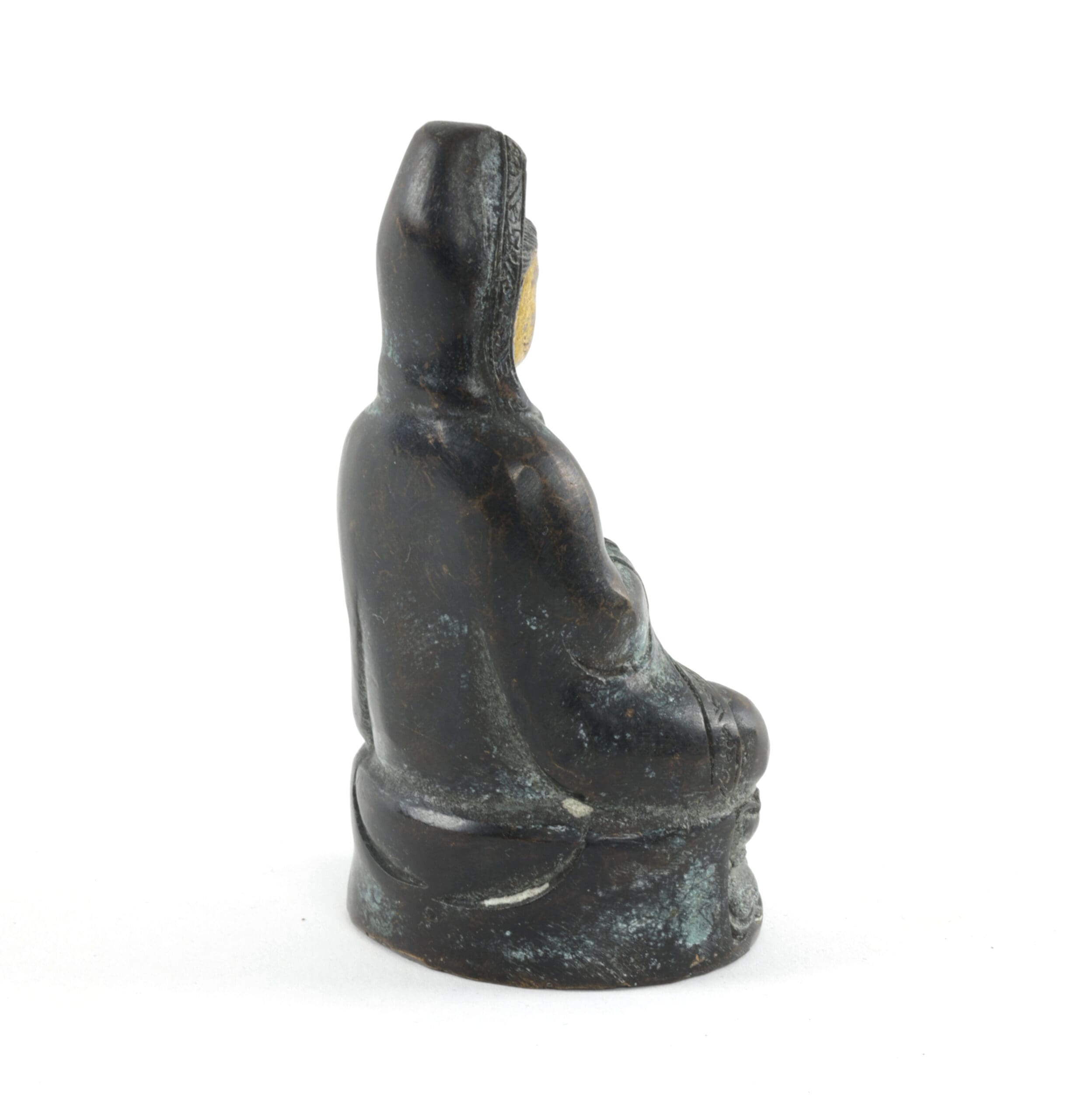 Figurine de Guanyin – cuivre partiellement doré, Chine vers 1900, marquée – photo de détail