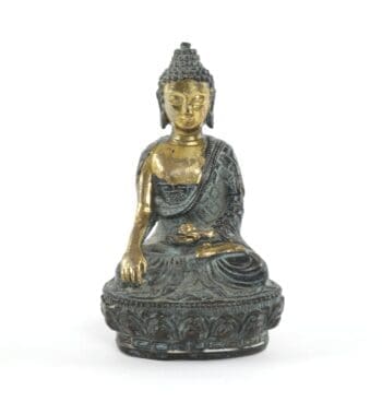 Shakyamuni Buddha figurine - partially gilded copper, China ca. 1900, marked - detail photo