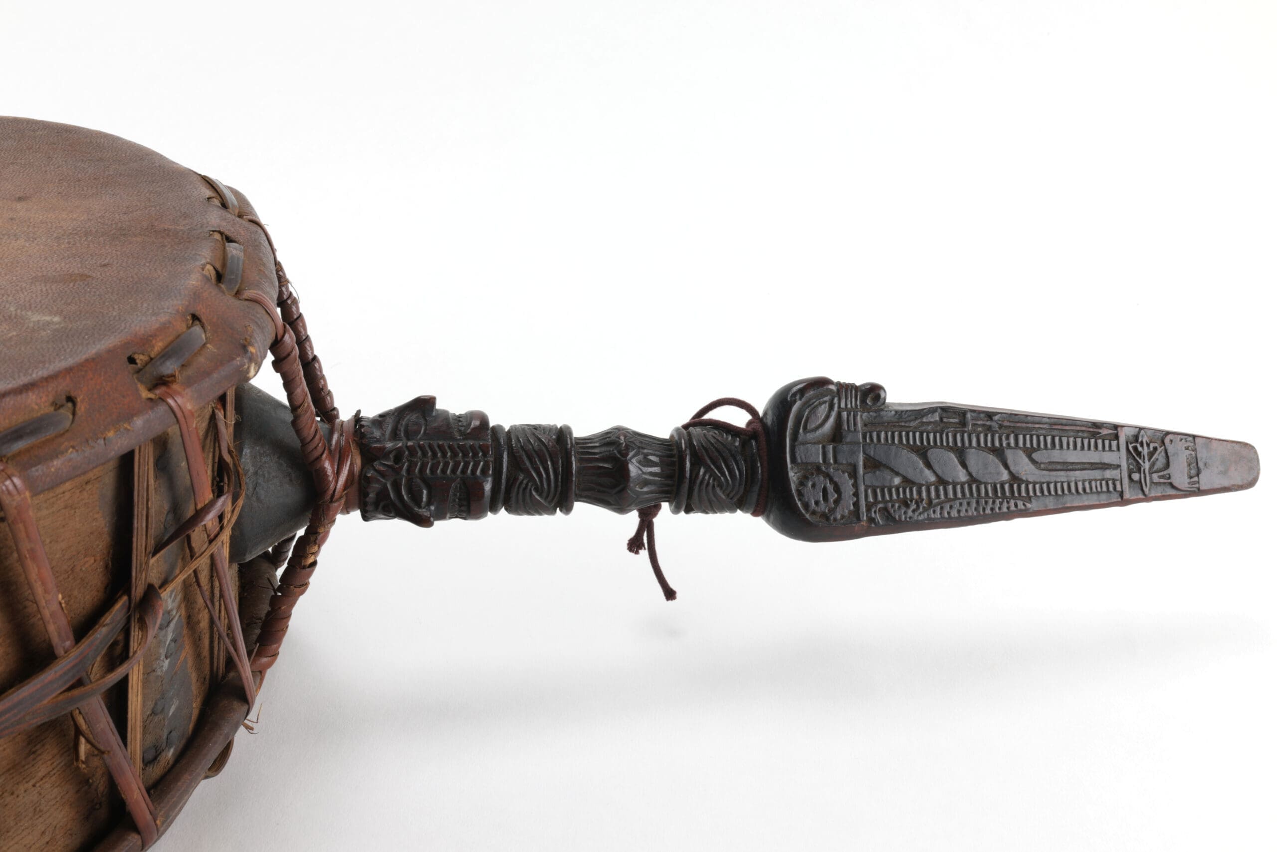 Dhyangro ritual drum with phurbu handle - West Nepal (Magar) - detail photo
