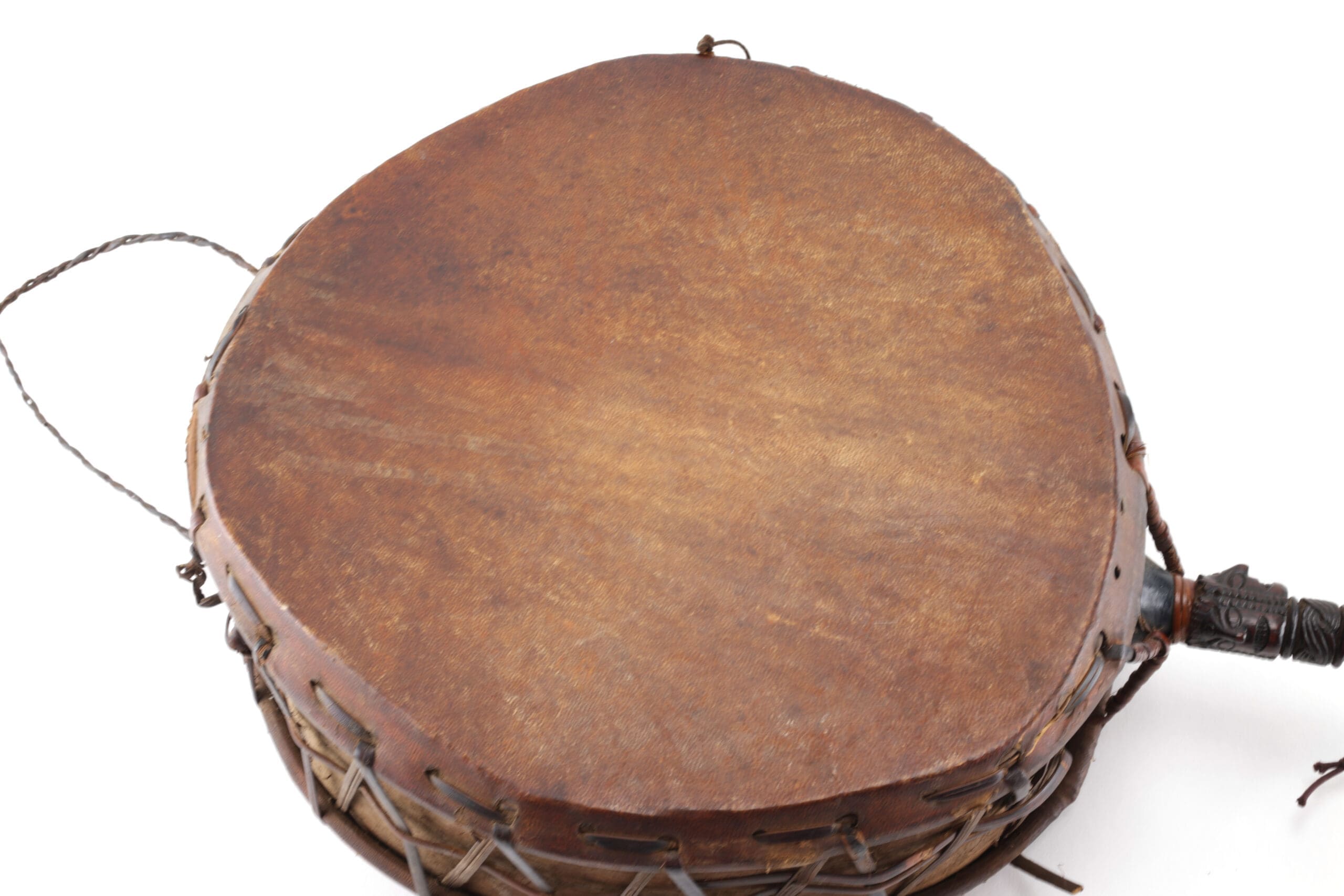 Dhyangro ritual drum with phurbu handle - West Nepal (Magar) - detail photo