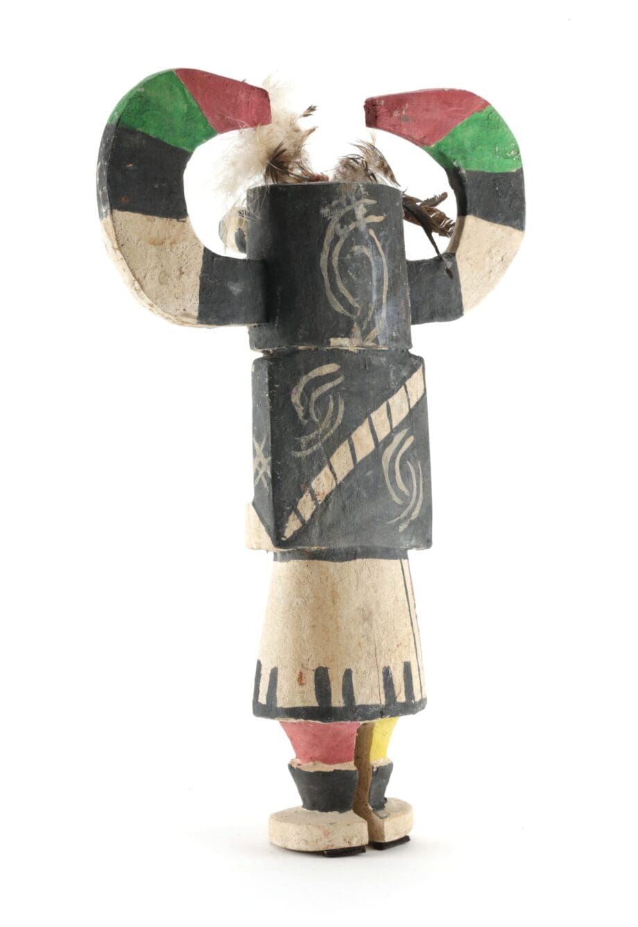 Old Hopi Ram kachina (Wawash Katsina) with horns - 37 cm - Vergulde Kat