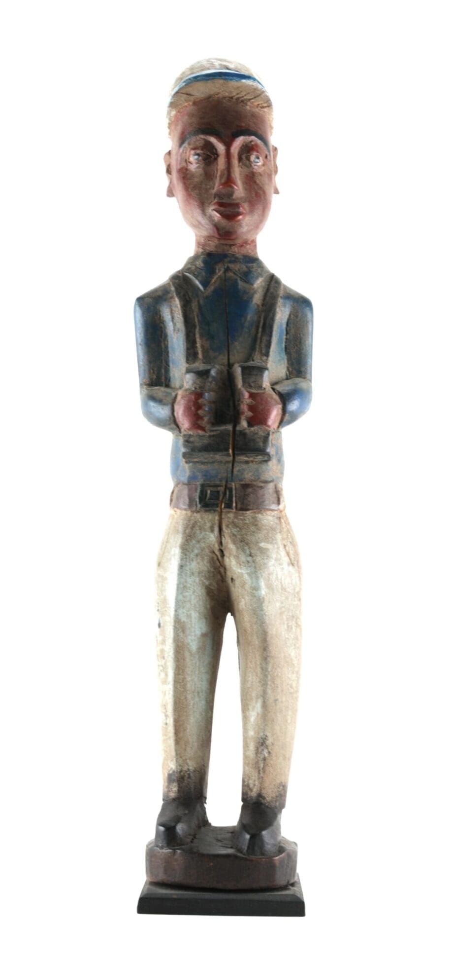 Baule colon statue man with binoculars Ivory Coast 20th century - Vergulde Kat