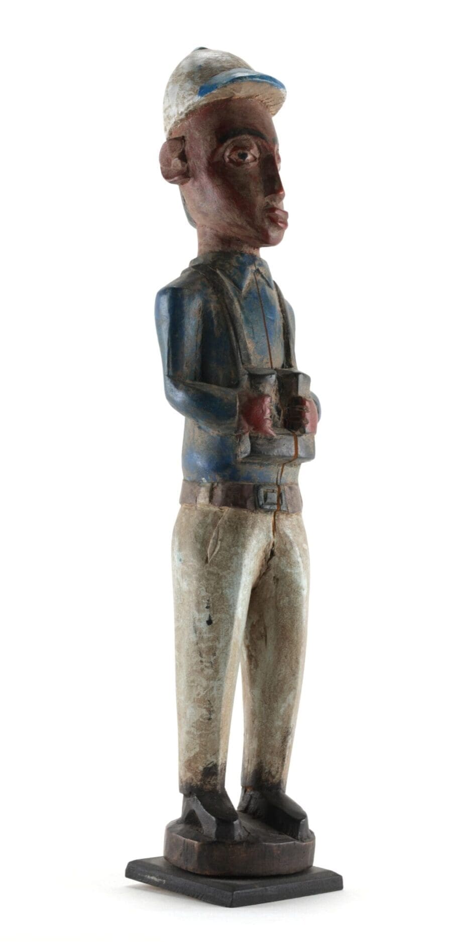Baule colon statue man with binoculars Ivory Coast 20th century - Vergulde Kat