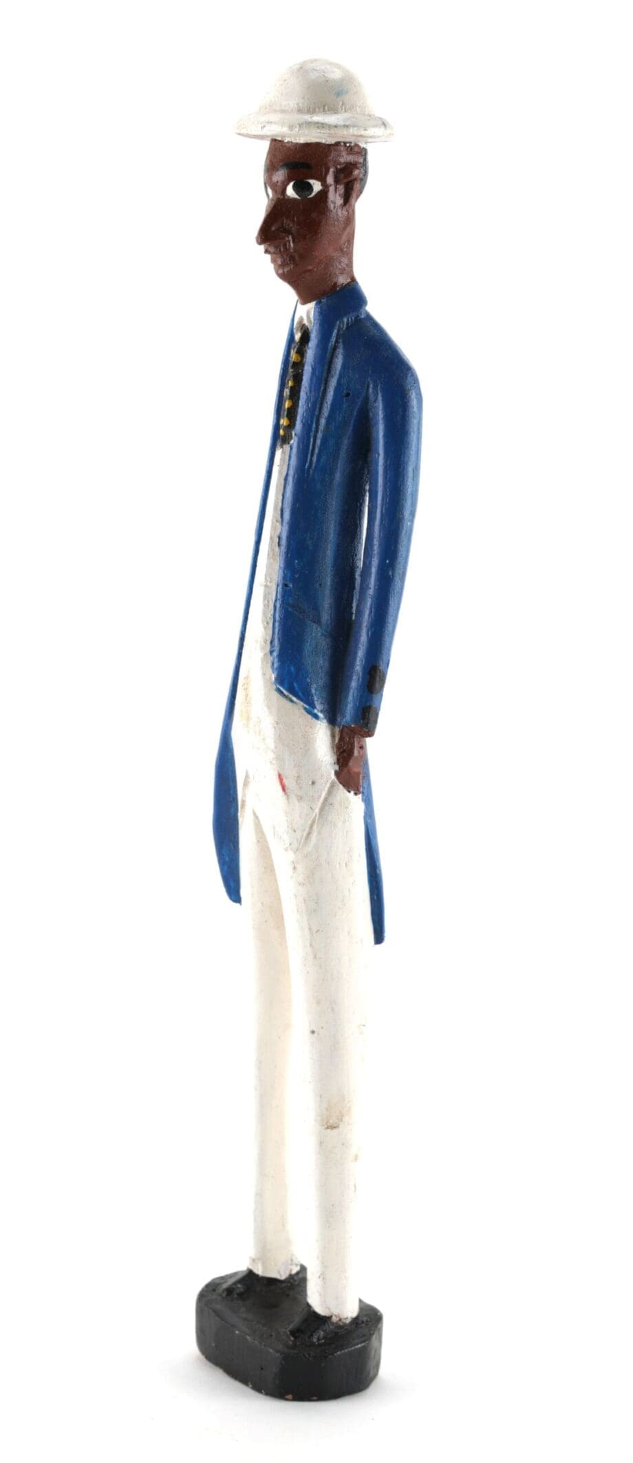 Baule Colon statue of a man in blue jacket - Ivory Coast - Vergulde Kat