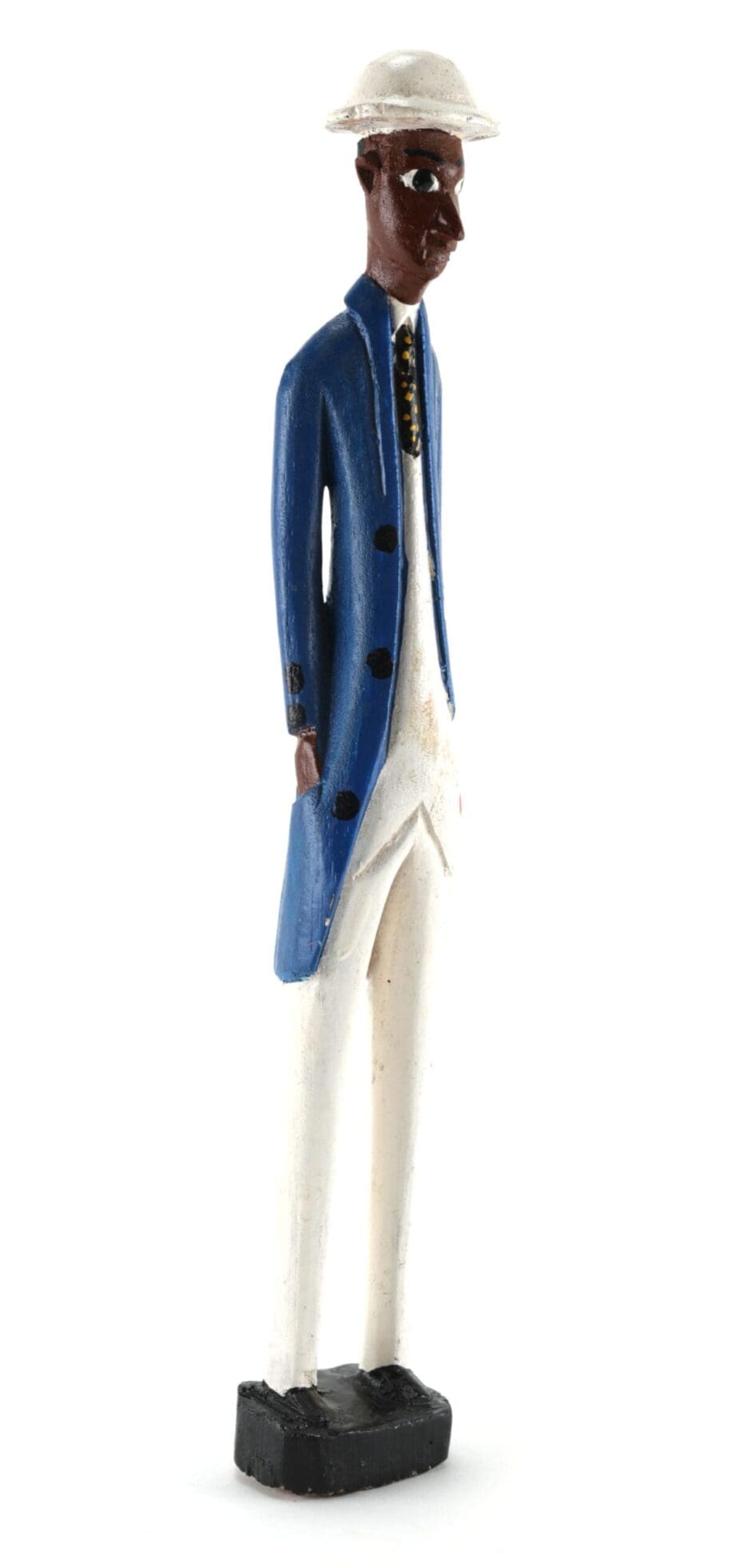 Baule Colon statue of a man in blue jacket - Ivory Coast - Vergulde Kat