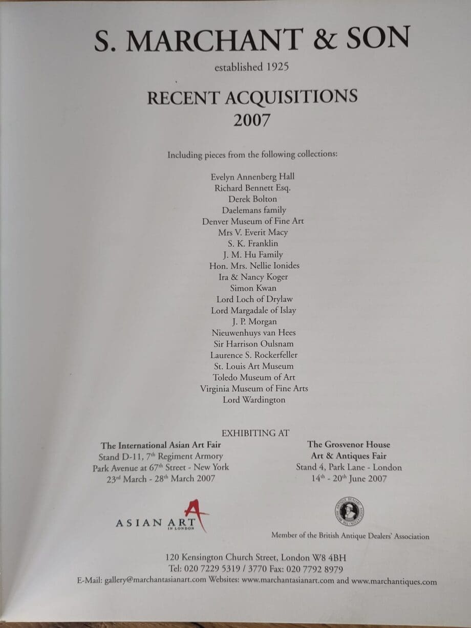 S. Marchant & Son Recent Acquisitions 2007 catalogue - Asian art & porcelain - Vergulde Kat