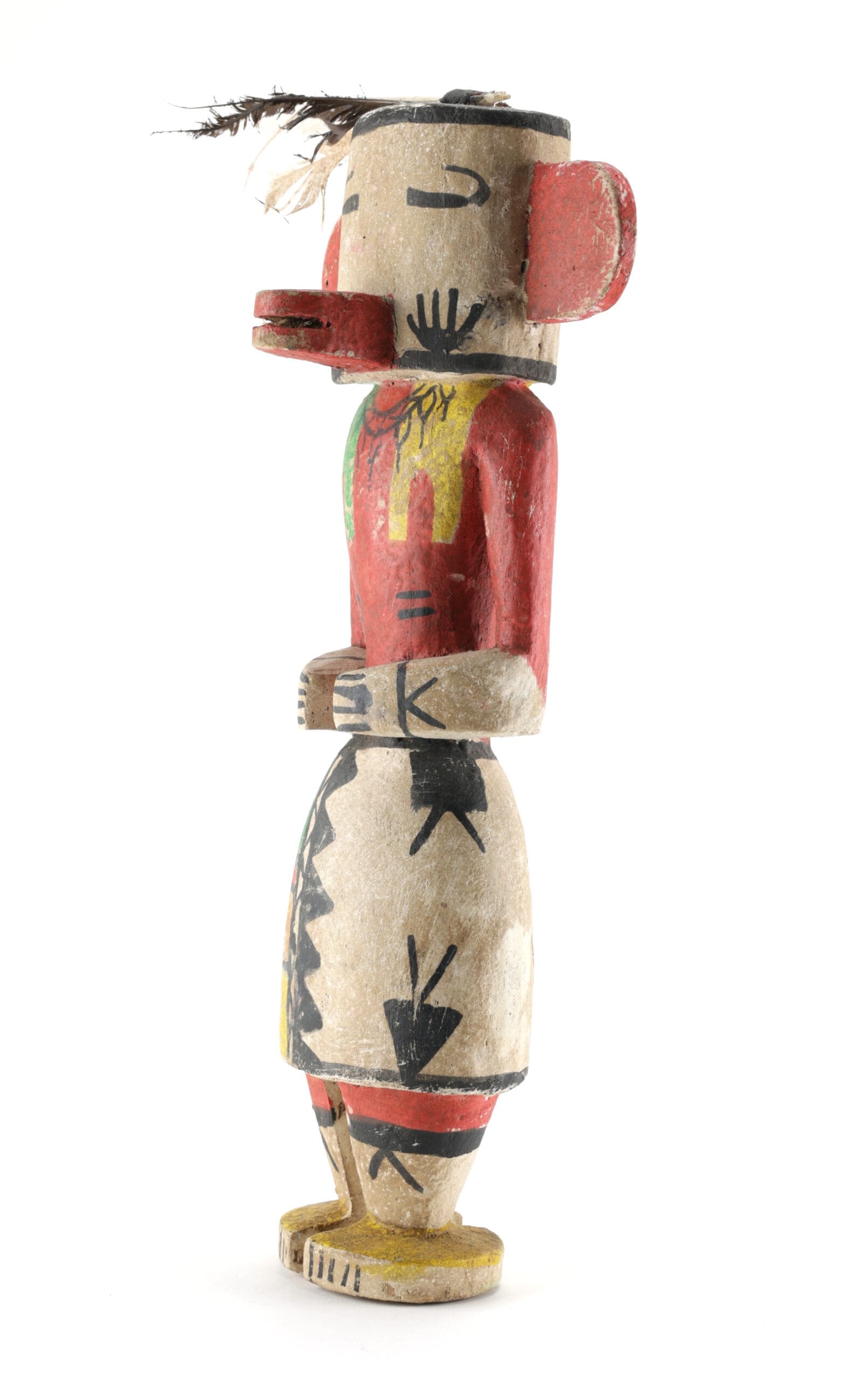 Hopi Hemis kachina (variant) with handprints and original feather - 38 cm - detail photo