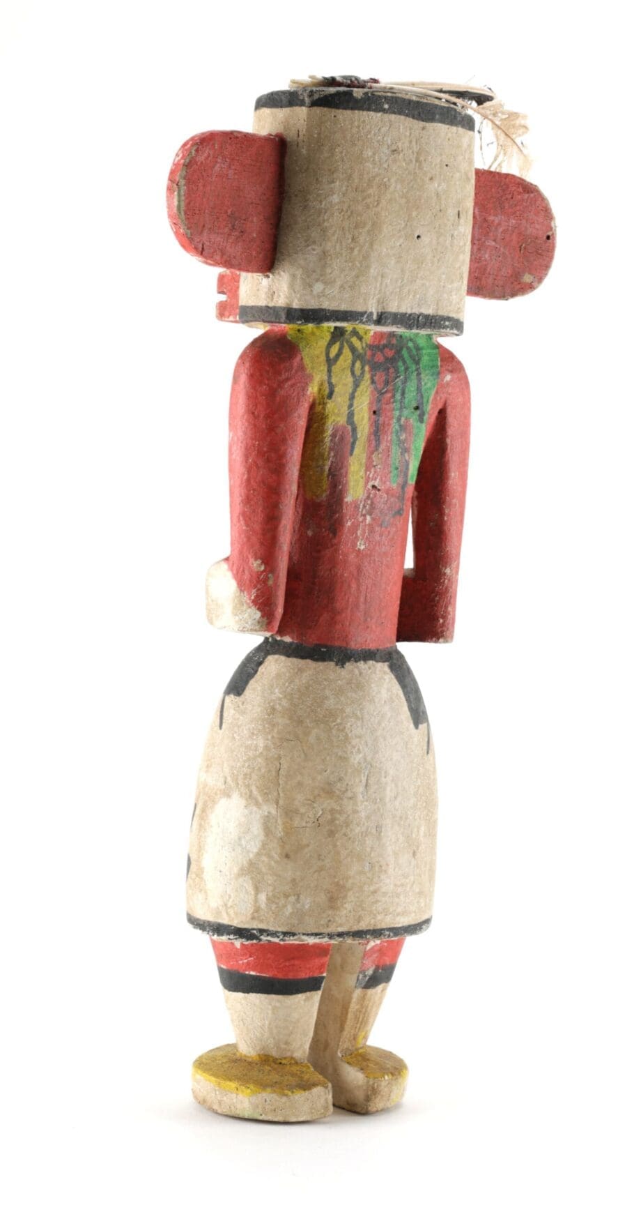 Hopi Hemis kachina (variant) with handprints and original feather - 38 cm - Vergulde Kat