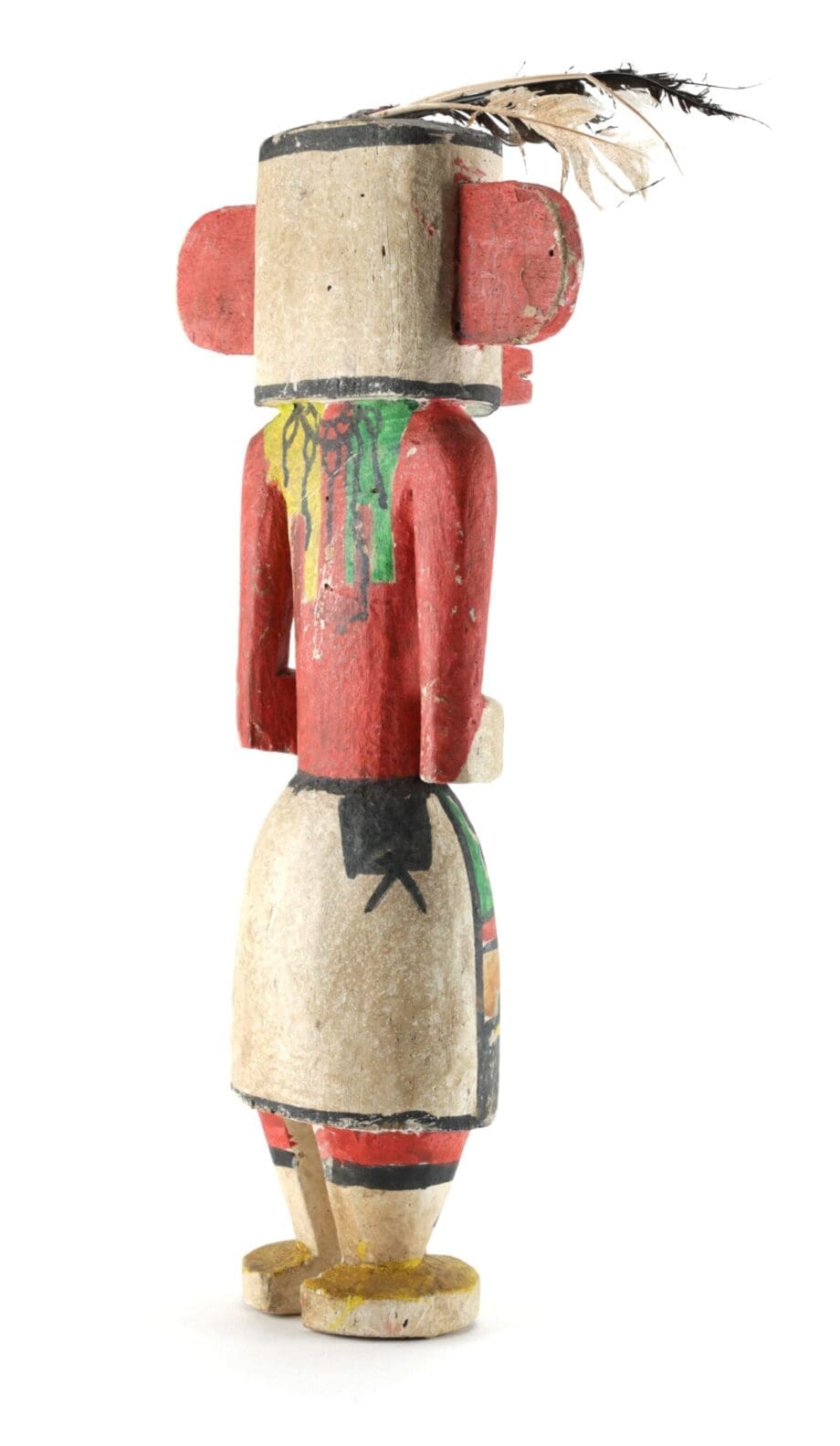 Hopi Hemis kachina (variant) with handprints and original feather - 38 cm - Vergulde Kat