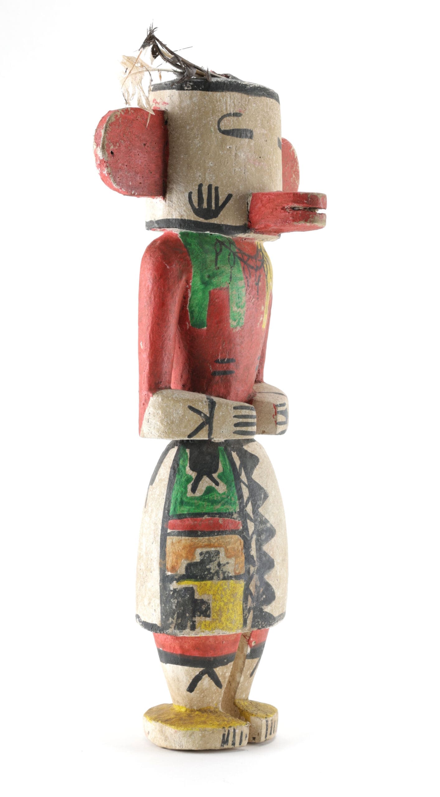 Hopi Hemis kachina (variant) with handprints and original feather - 38 cm - detail photo
