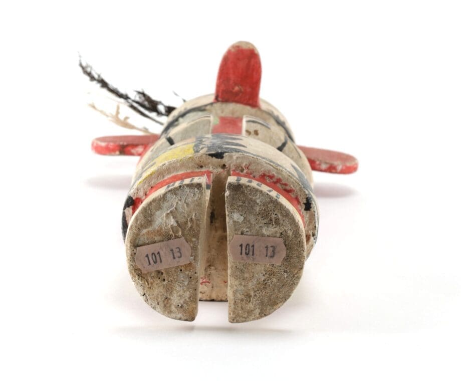 Hopi Hemis kachina (variant) with handprints and original feather - 38 cm - Vergulde Kat