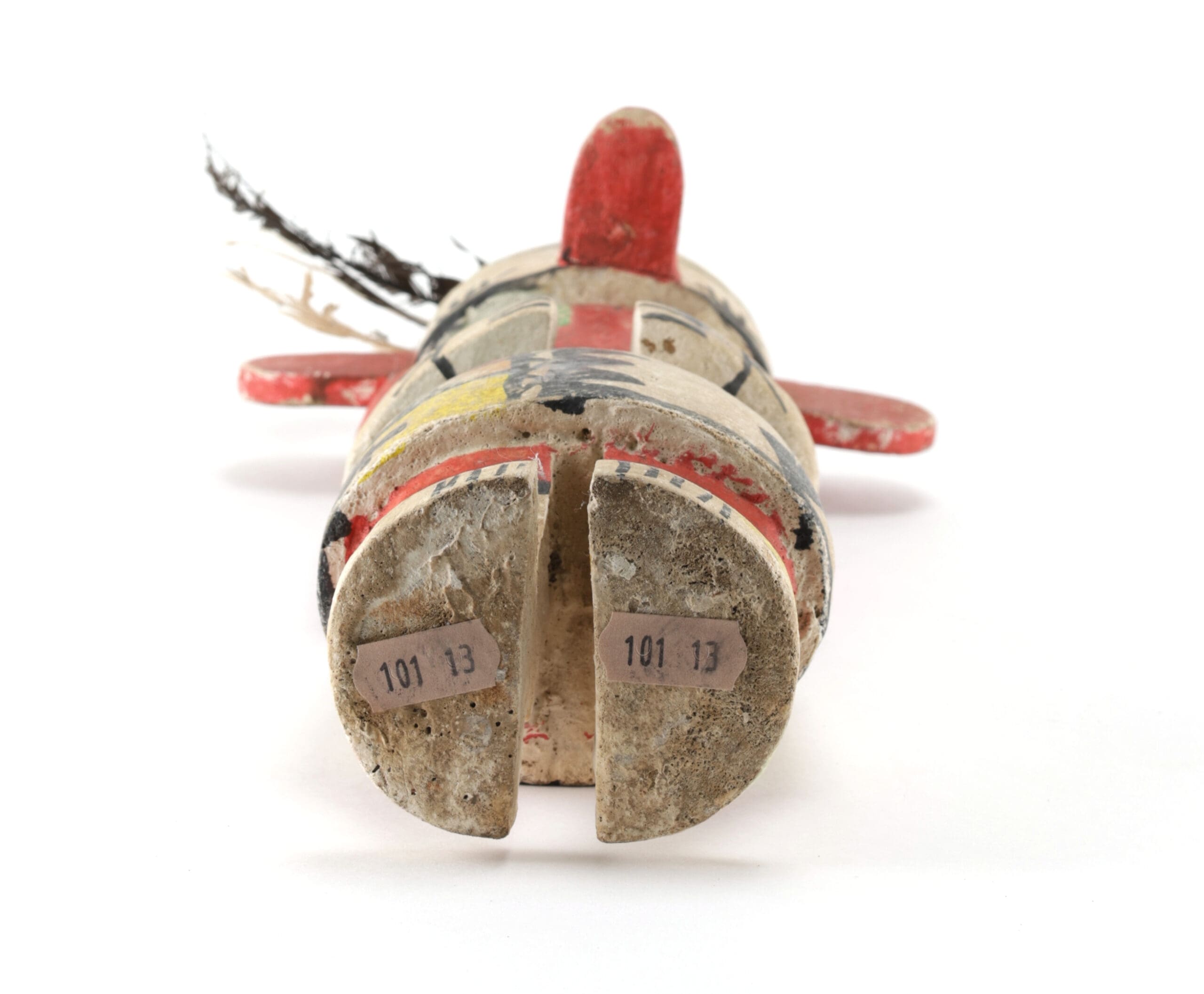 Hopi Hemis kachina (variant) with handprints and original feather - 38 cm - detail photo