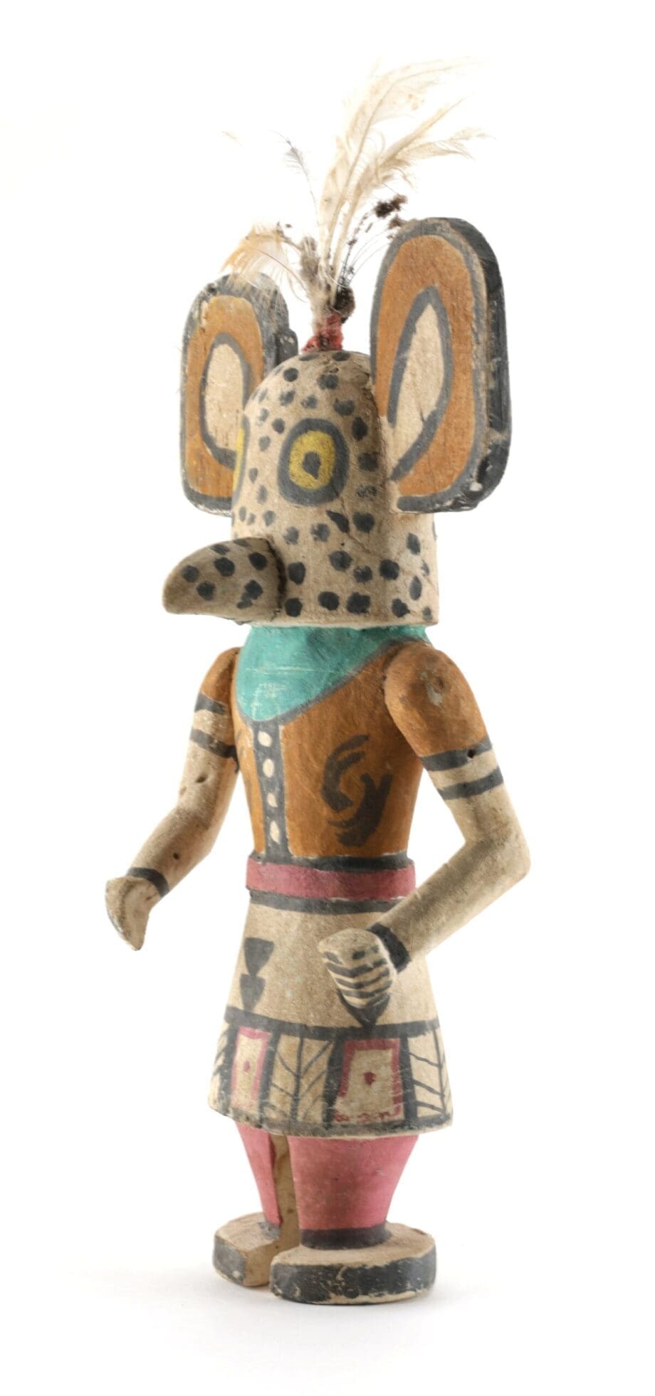 Kachina Hopi Jaguar aux taches expressives et aux grandes oreilles – 41 cm – Vergulde Kat