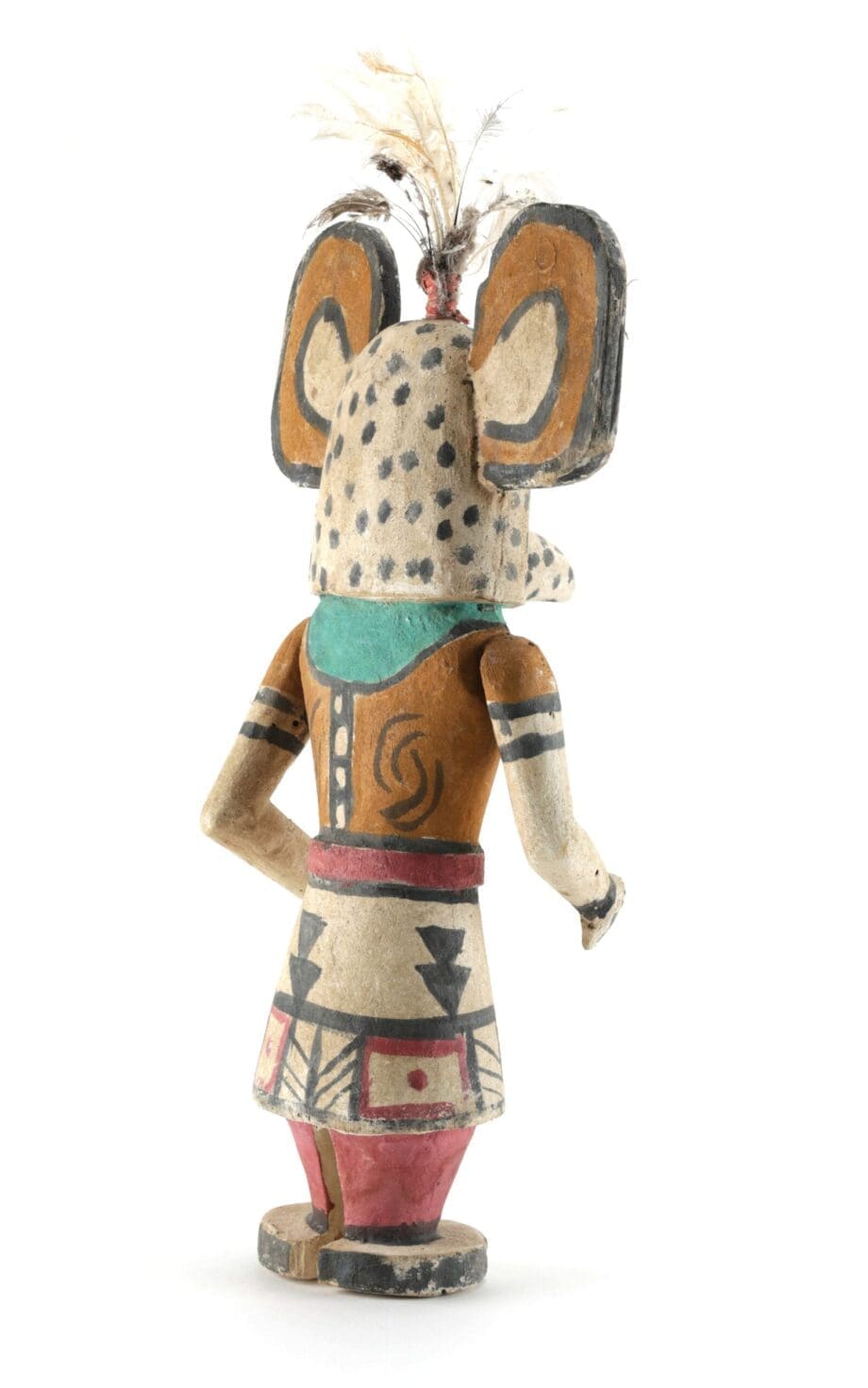 Kachina Hopi Jaguar aux taches expressives et aux grandes oreilles – 41 cm – Vergulde Kat