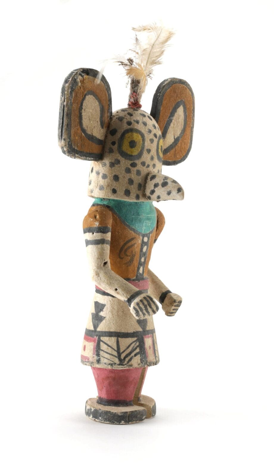 Kachina Hopi Jaguar aux taches expressives et aux grandes oreilles – 41 cm – Vergulde Kat