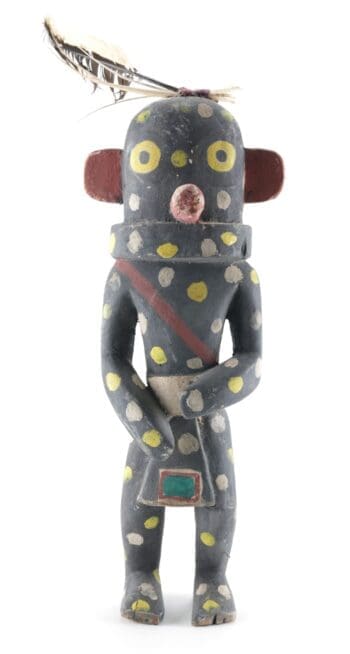 Hopi Chakwaina kachina black with coloured dots - 37 cm - Ben Spangberg collection - detail photo