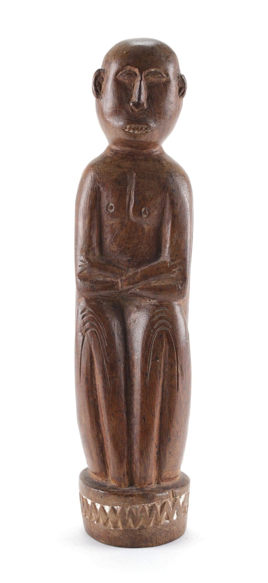Massim statue - seated human figure - Trobriand Islands - Vergulde Kat