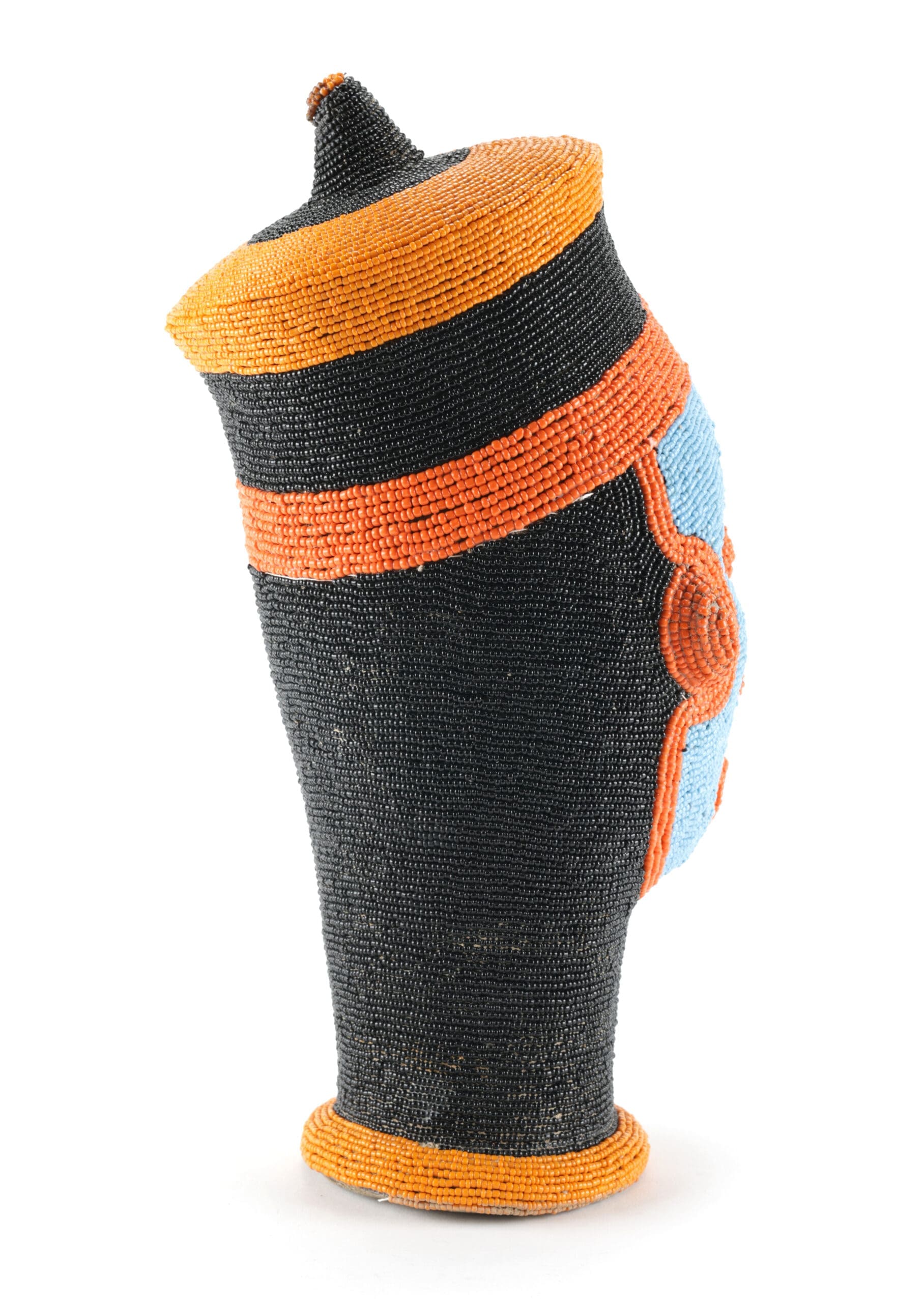 Masque perlé Bamileke – 34 cm art tribal Cameroun – photo de détail