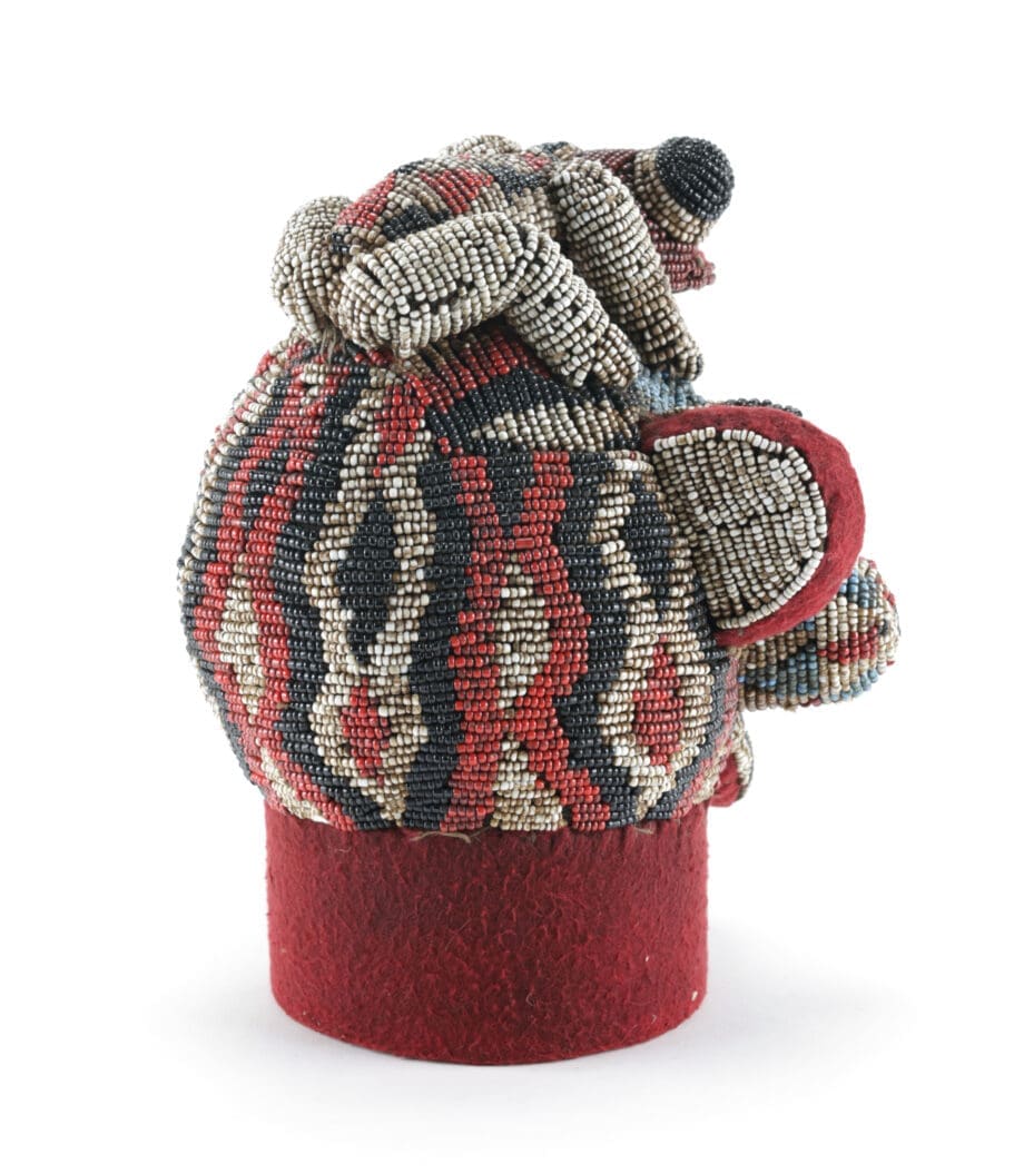 Bamileke beaded head with lizard - tribal art from Cameroon - Vergulde Kat
