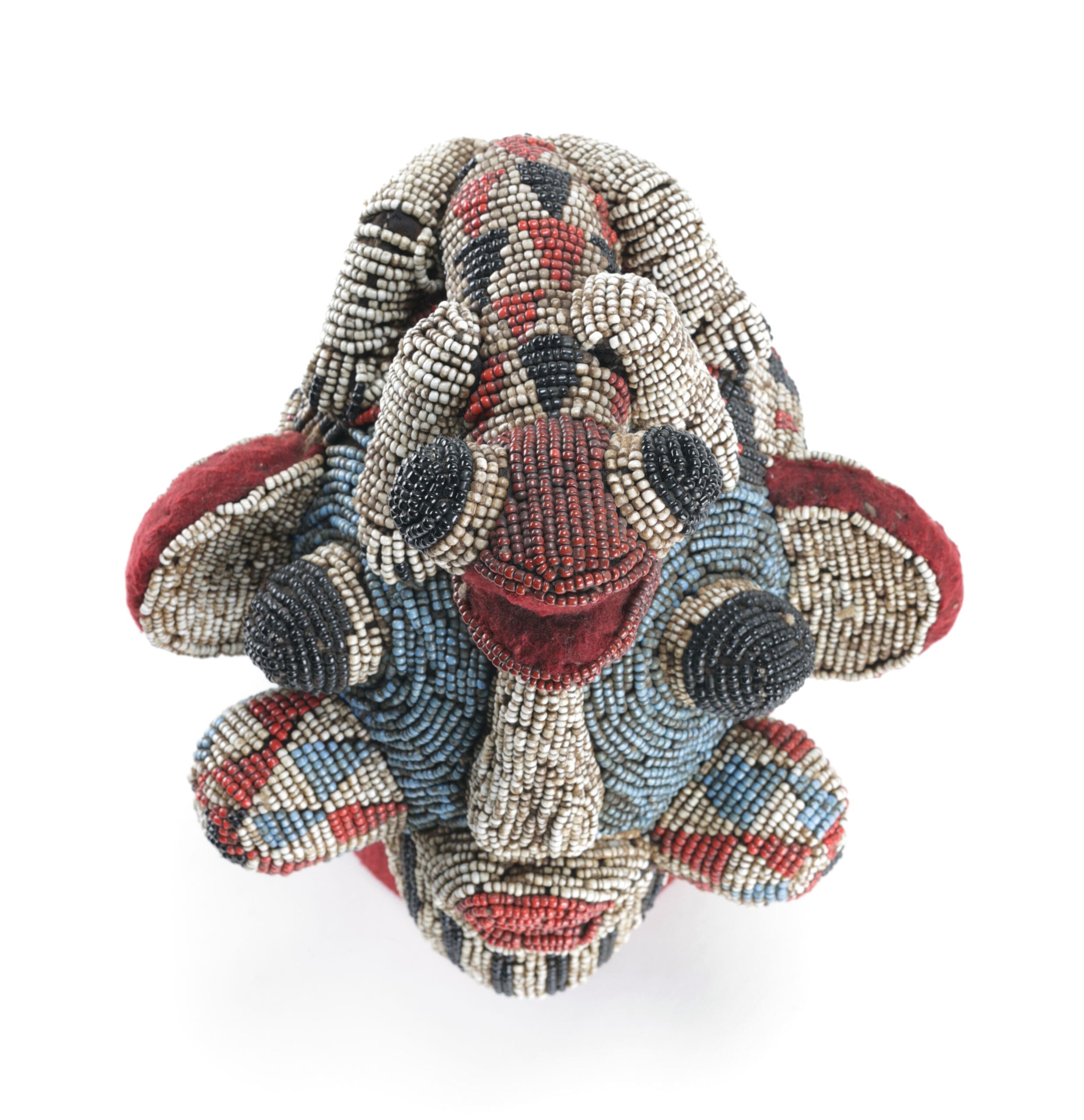 Bamileke beaded head with lizard - tribal art from Cameroon - detail photo