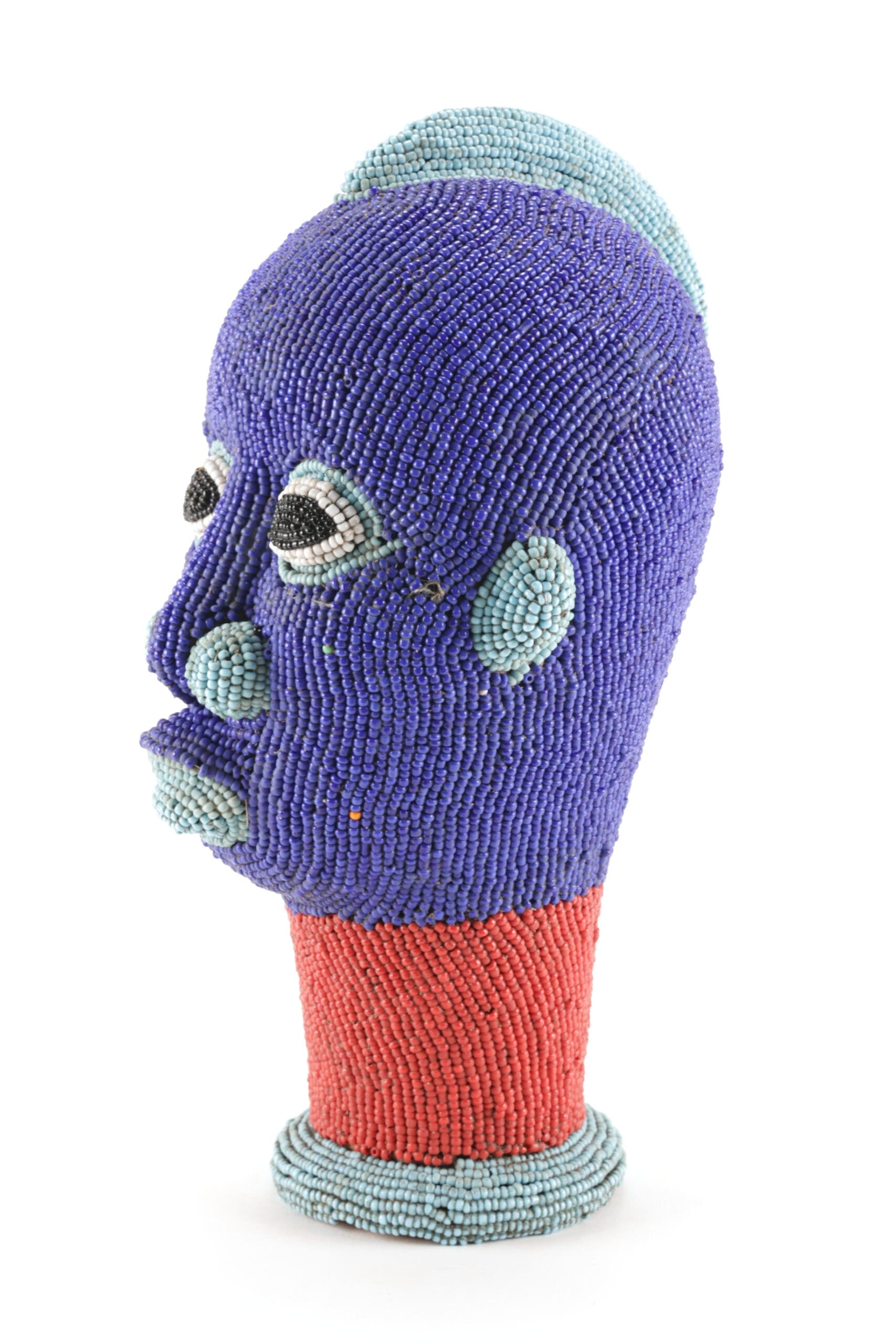 Bamileke beaded head - tribal art from Cameroon - detail photo
