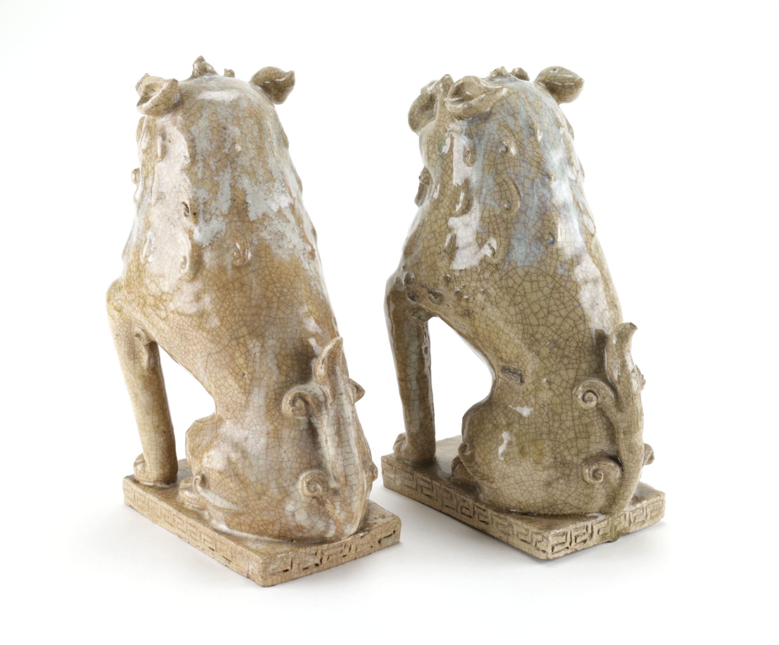 Authentieke Japanse Komainu beelden (Foo Dogs), 19e eeuw, Agyō & Ungyō, 31 cm – detailfoto