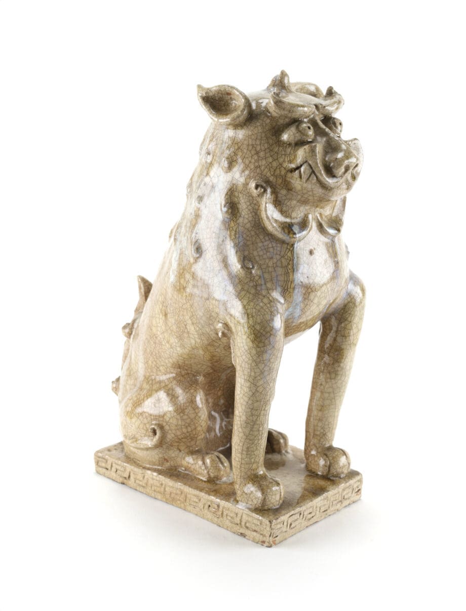 Authentieke Japanse Komainu beelden (Foo Dogs), 19e eeuw, Agyō & Ungyō, 31 cm – Vergulde Kat