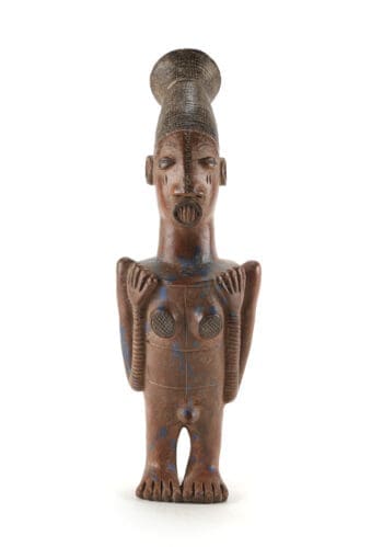 Authentiek terracotta Mangbetu beeld uit Congo, pre-1950 – detailfoto