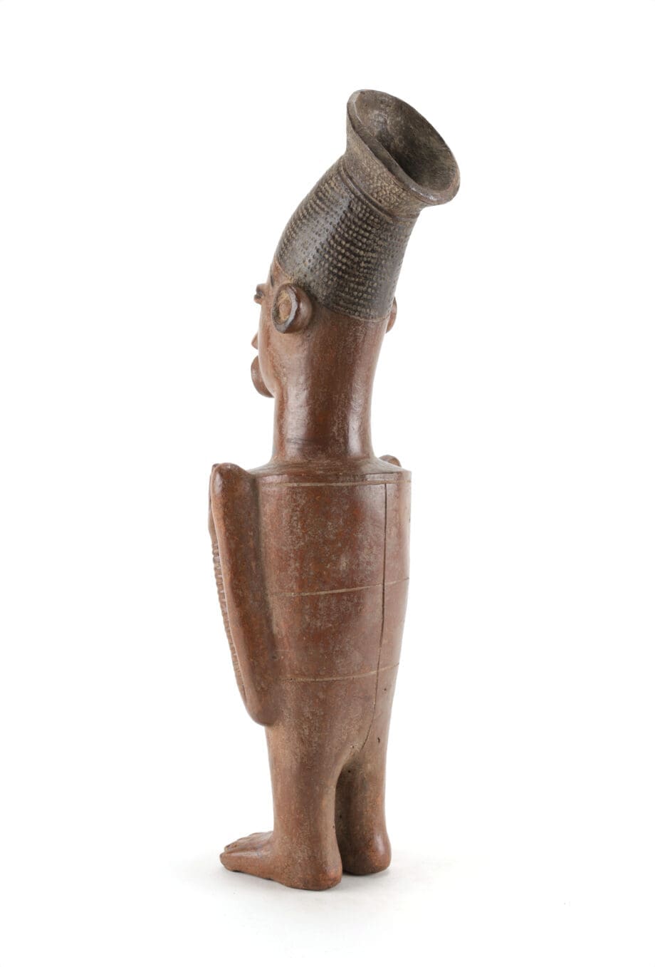 Autentica statuetta Mangbetu in terracotta proveniente dal Congo, antecedente al 1950 – Vergulde Kat