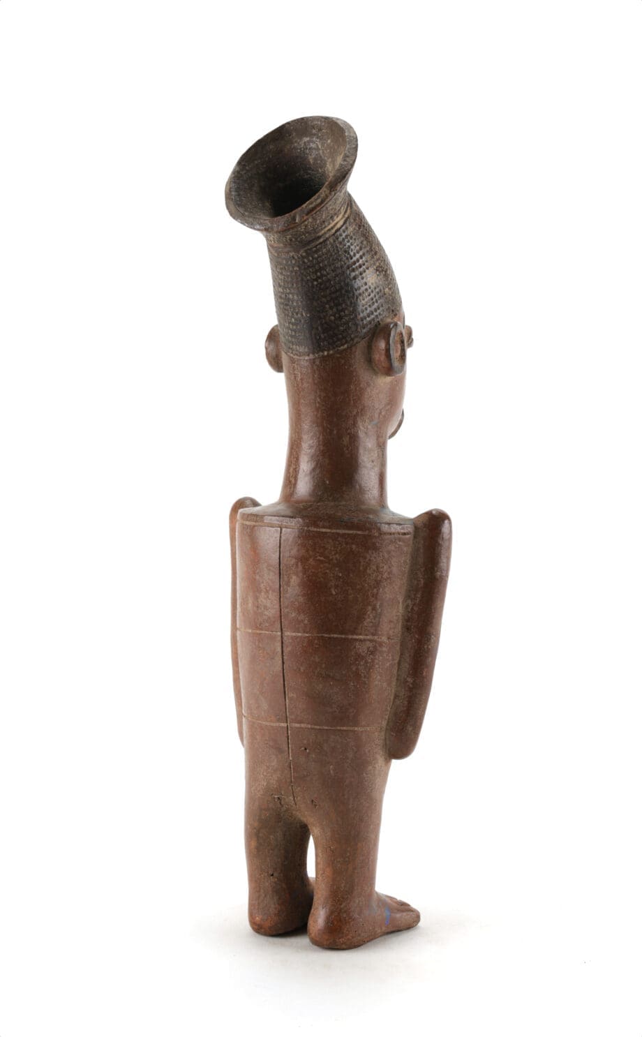 Autentica statuetta Mangbetu in terracotta proveniente dal Congo, antecedente al 1950 – Vergulde Kat