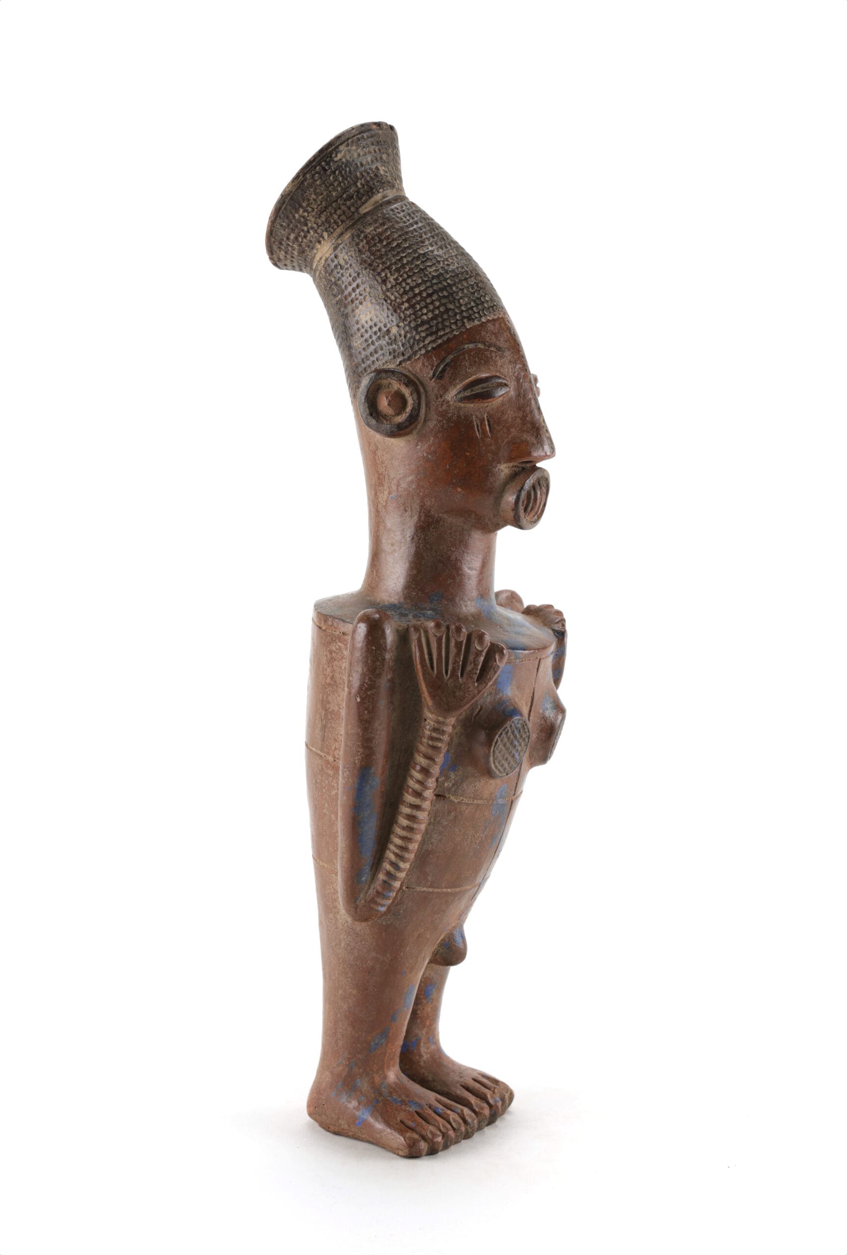 Autentica statua in terracotta dei Mangbetu del Congo, pre-1950 – foto di dettaglio