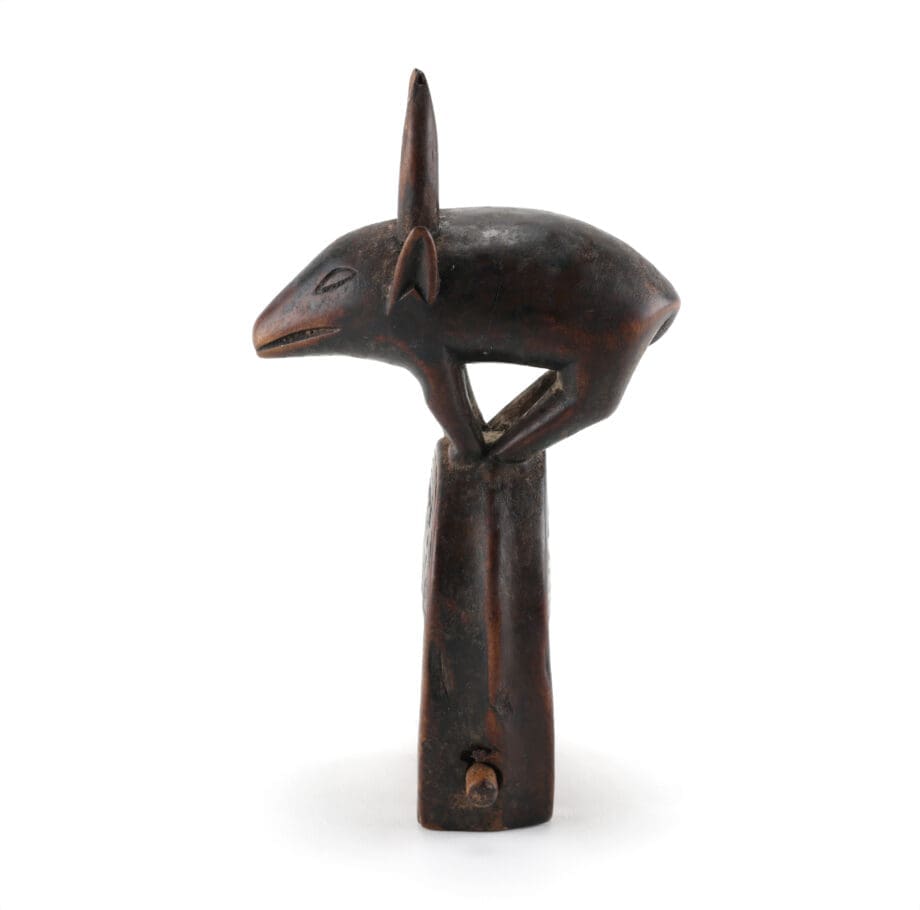 Guro weaving spool with antelope - Ivory Coast, 20.5 cm - Vergulde Kat